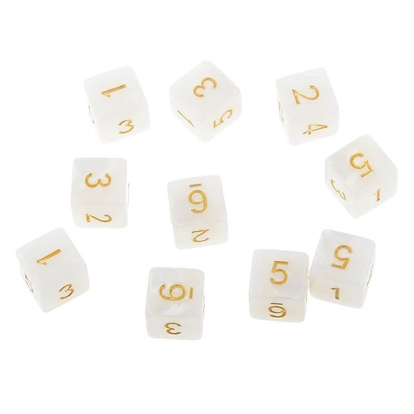 Versatile Maxbell Pack of 10pcs Pearl White D6 Six Sided Game Dice D D TRPG Games Party Supplies Toys High-Quality