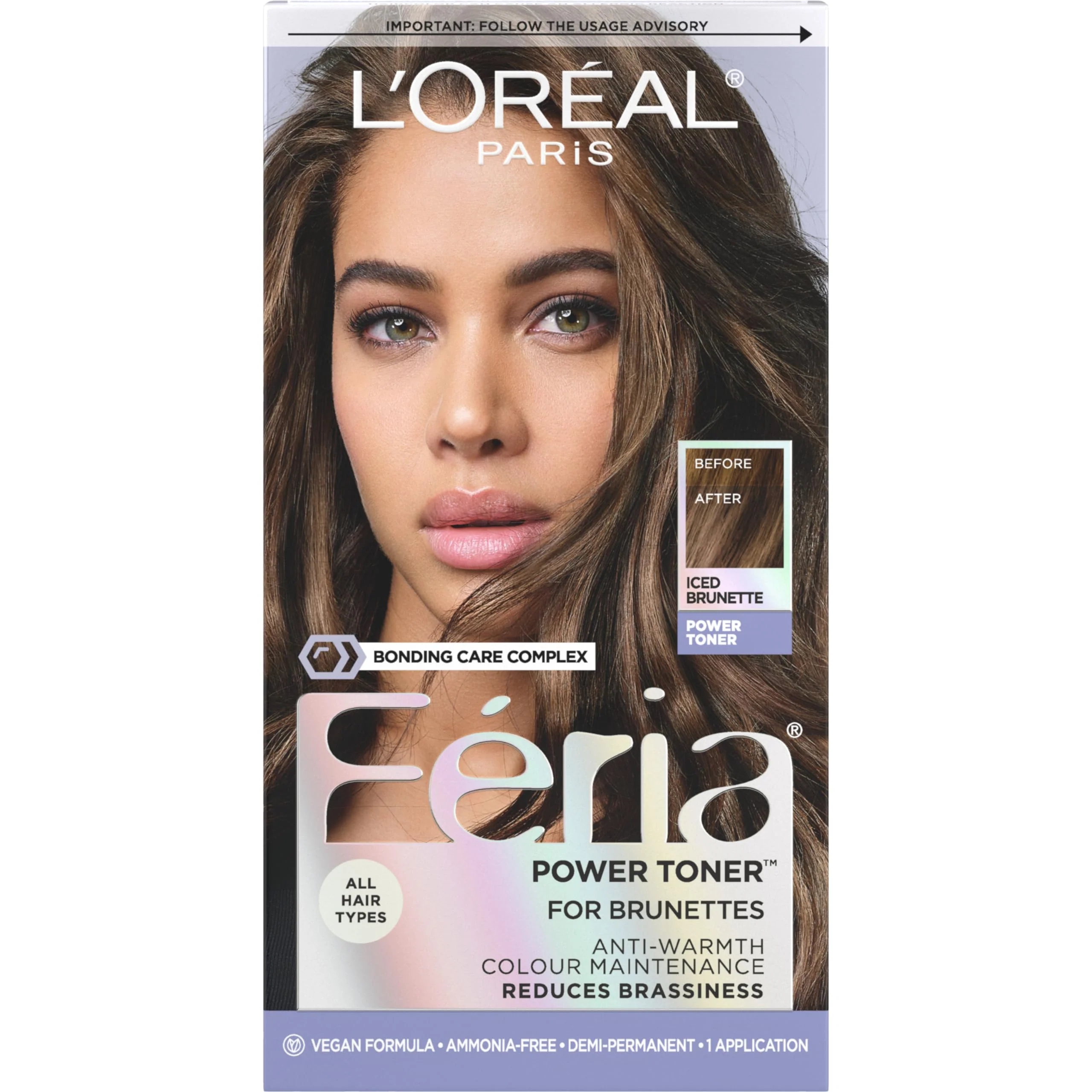 Flexible L O Paris Feria Toner Long Lasting Anti-Brass Hair Toner for Brunettes Vegan and Ammonia- Hair Care Formula Iced Brunette 1 Kit High-Performance