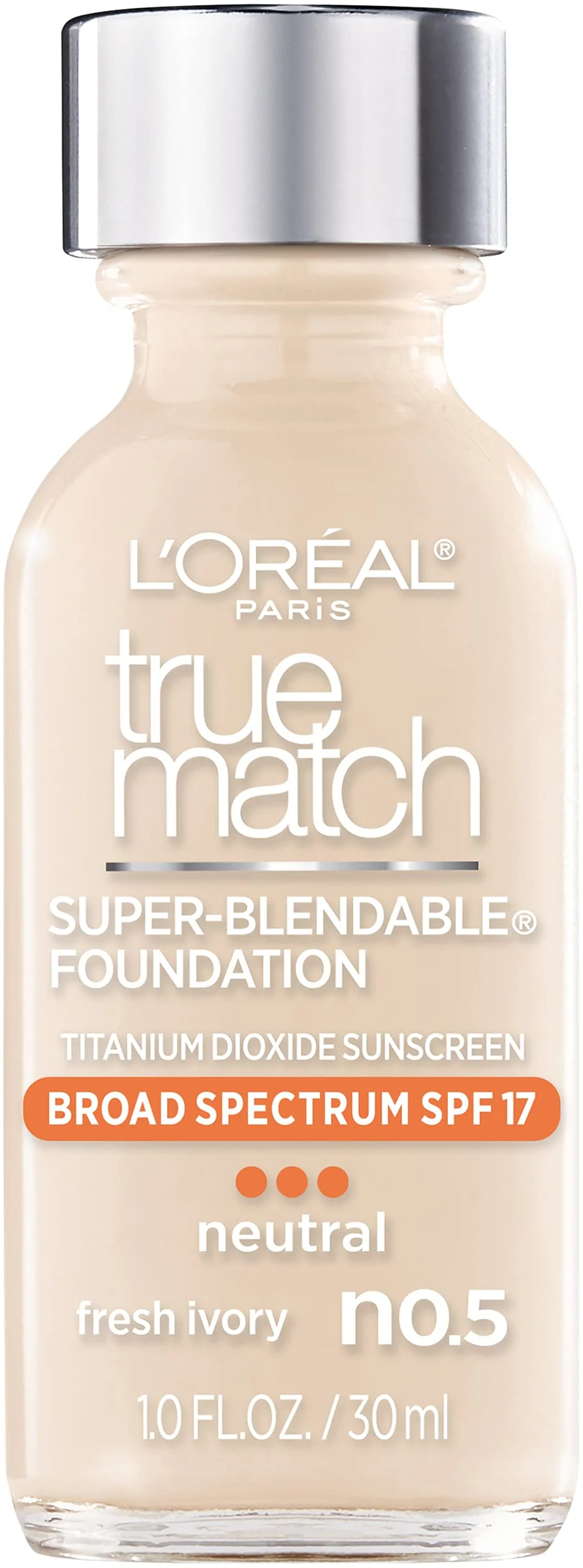Minimalist L Oréal Paris Makeup True Match Super-Blendable Liquid Foundation Fresh Ivory N0.5 1 Fl Oz 1 Count Authentic