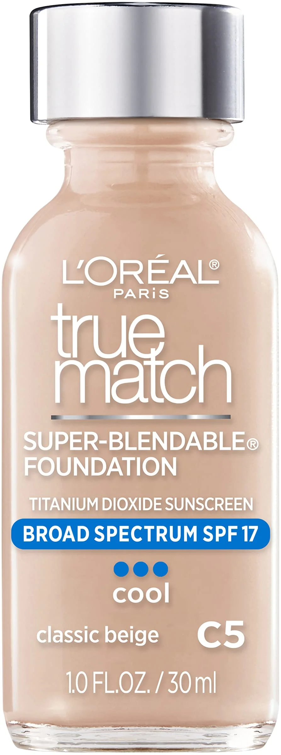 Secure L'O Paris Makeup True Match Super-Blendable Liquid Foundation Classic Beige C5 1 Fl Oz 1 Count Efficient