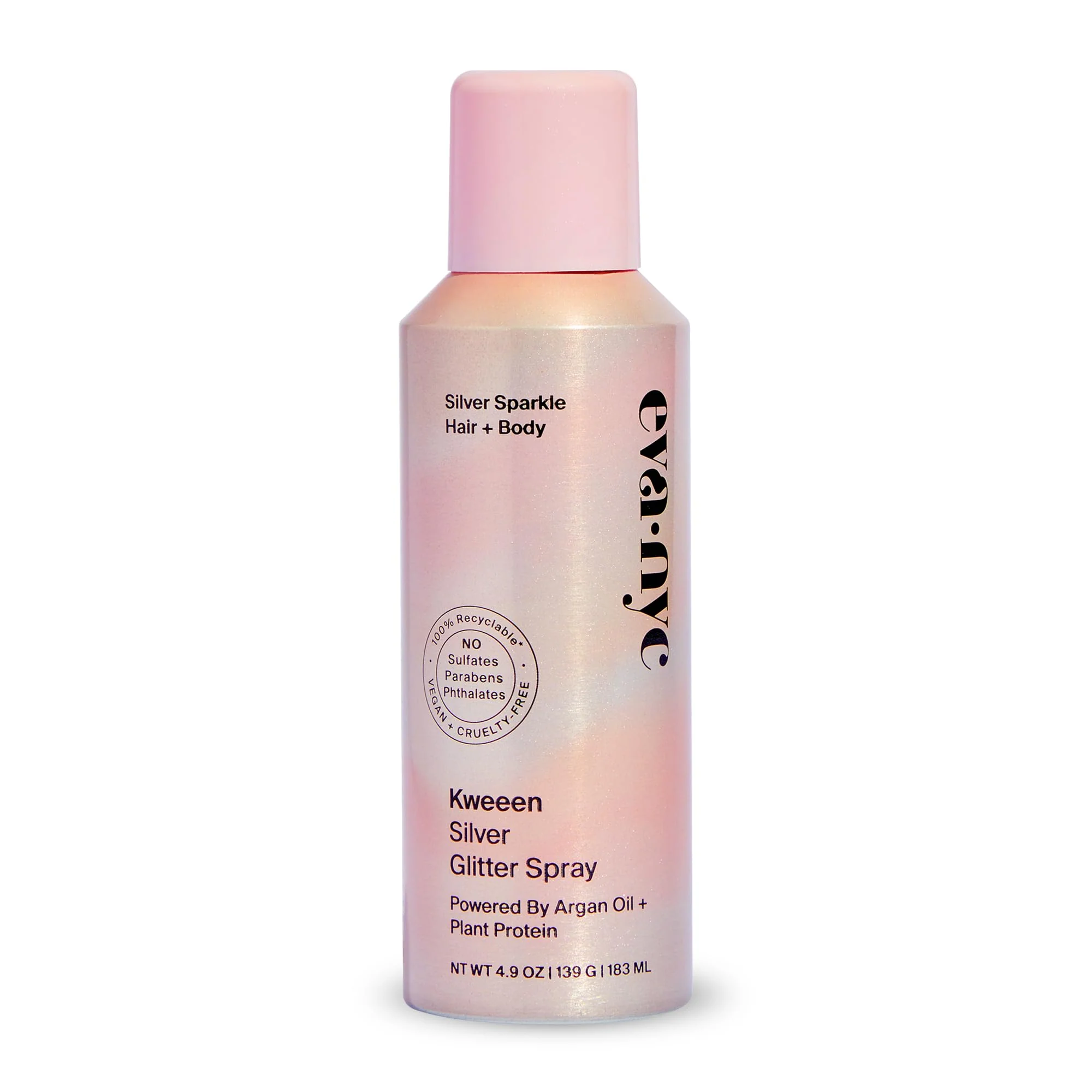 Traditional Eva NYC Kweeen Silver Body and Hair Glitter Spray for Shimmer Washable Glitter Hairspray for Any Party Look 4.9 oz Official