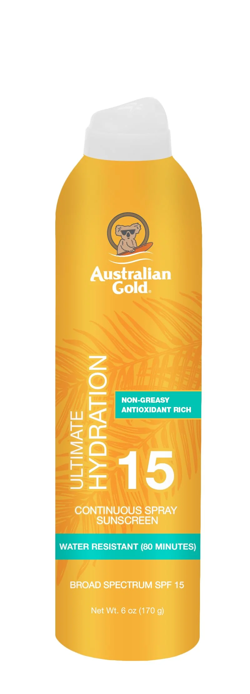 Fine Australian Gold Continuous Spray Sunscreen SPF 15 6 Ounce Dries Fast Broad Spectrum Water Resistant Non-Greasy Oxybenzone Casual
