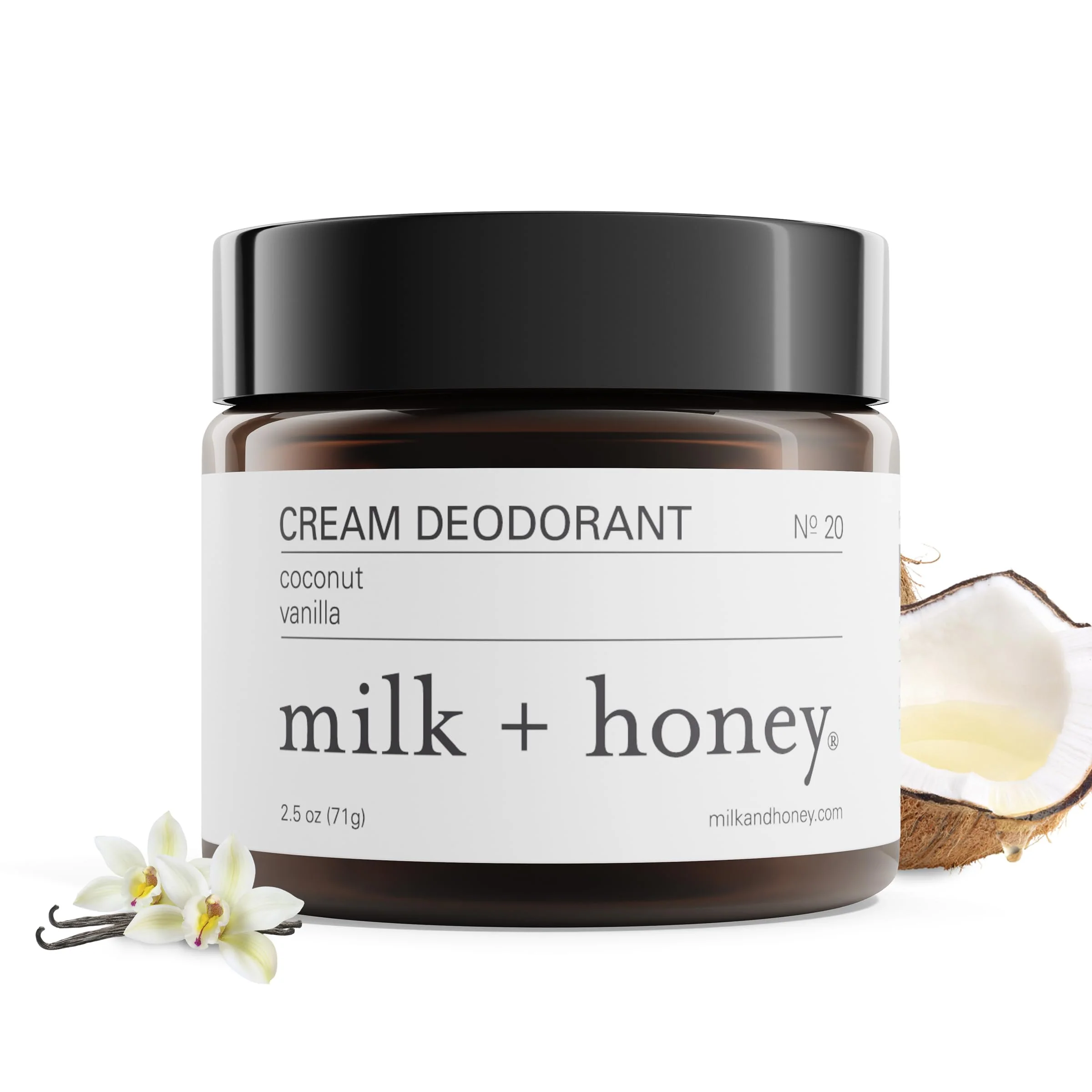 Fast milk honey Cream Deodorant No. 20 Aluminum Deodorant with Coconut and Vanilla Natural for Men and Women for All Skin Types 2.5 Oz Premium Material