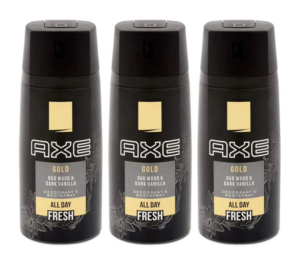 Casual AXE Body Spray Gold Oud Wood Fresh Vanilla 5.07 oz Pack of 3 Package May Vary Traditional