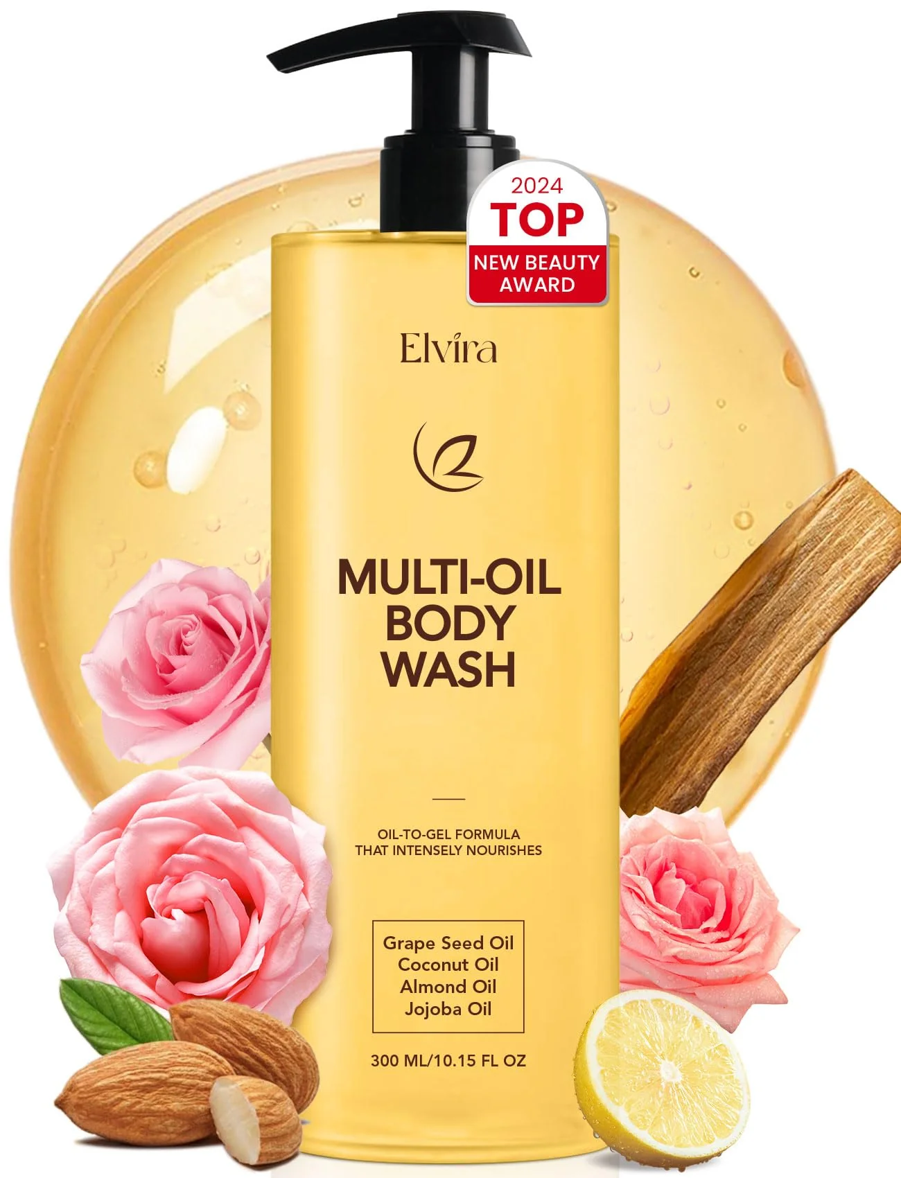 Versatile Elvira Multi-Oil Cleansing Hydrating Shower Oil Body Wash for Women Oil-to-Milky Lather Moisturized and Softer Skin Sophisticated