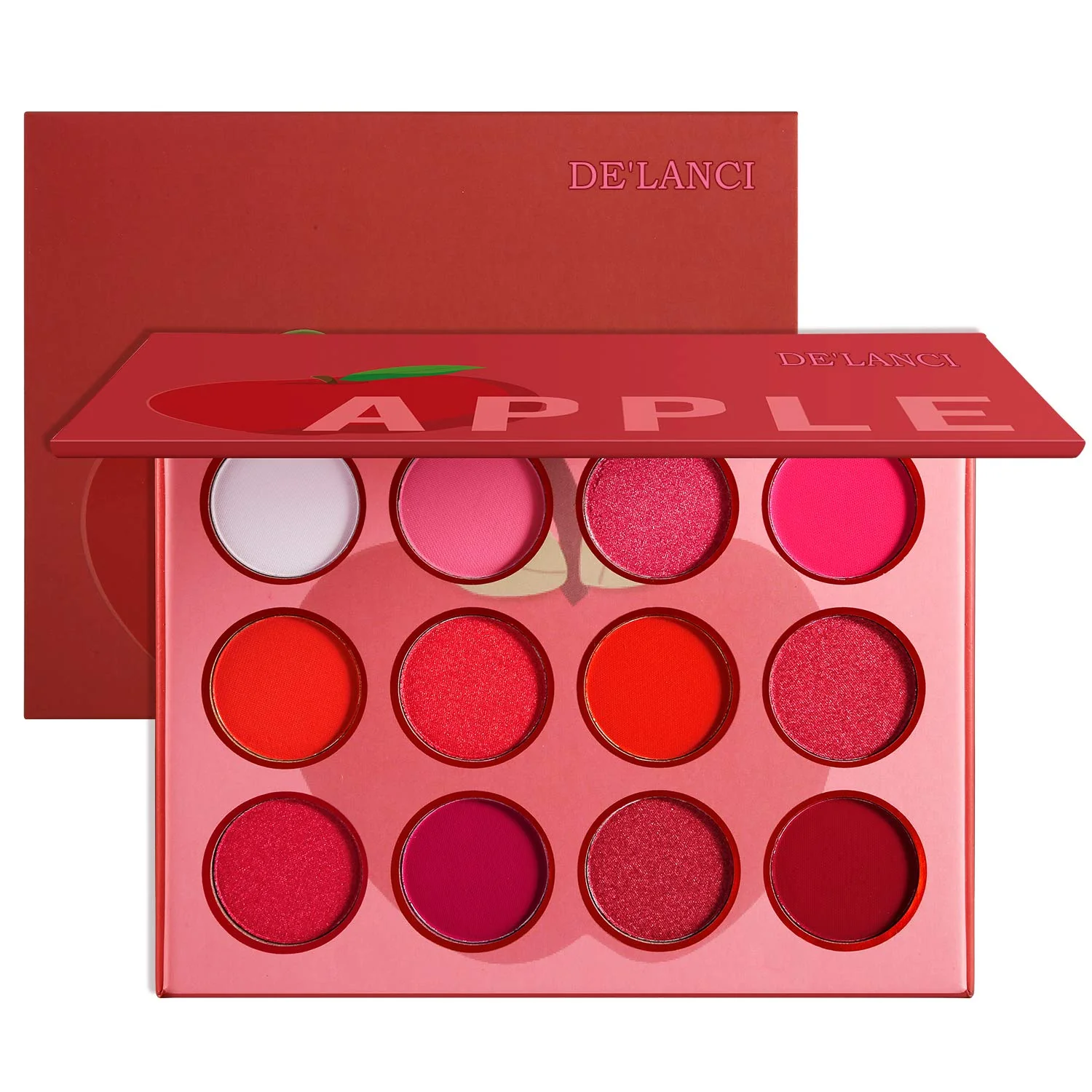 Functional Red Pink Eyeshadow Palette DE LANCI Professional Matte Shimmer High Pigmented 12 Colors Eye Shadow Makeup Pallet Waterproof Blendable Small Contemporary