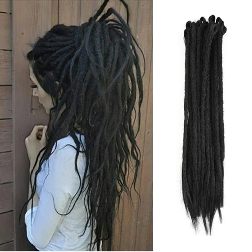 Organic Aosome Dreadlock Extensions 20pcs Pack Crochet Synthetic Dreads Extension 20inch Black Consistent