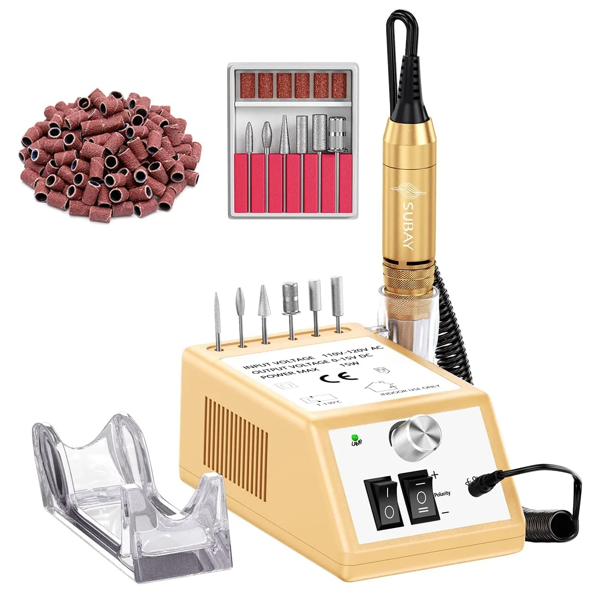 Organic Subay Professional Electric Nail Drill 30 000RPM – Golden Efile Kit for Acrylic Gel Nails Manicure Pedicure Polishing Tools Outstanding