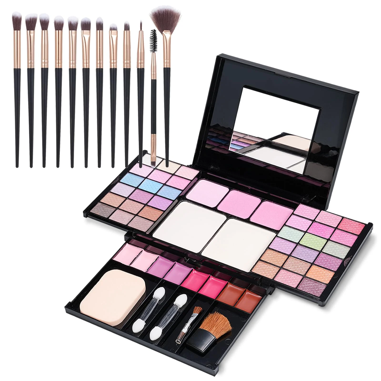 Elegant Makeup Kit Eyeshadow Palette for Women Full Gift Kit Girl Kids 49 Colors Makeup Set Combination Eyeshadow Palette with 12pcs Makeup Brushes Refined