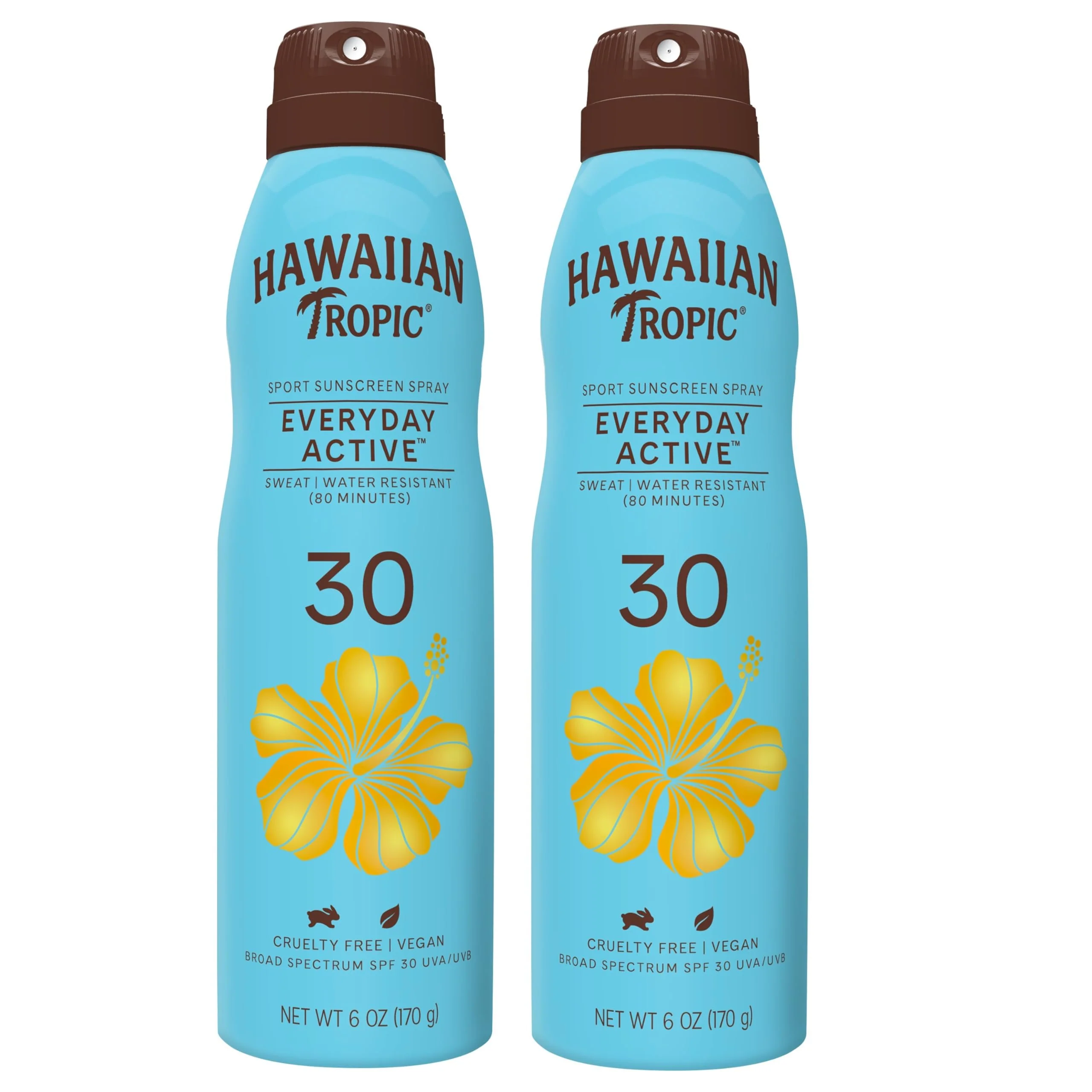 Sophisticated Hawaiian Tropic Everyday Active Clear Spray Sunscreen SPF 30 Hawaiian Tropic Sunscreen Spray SPF 30 Sunblock Oxybenzone- 6oz each Twin Pack Relaxed