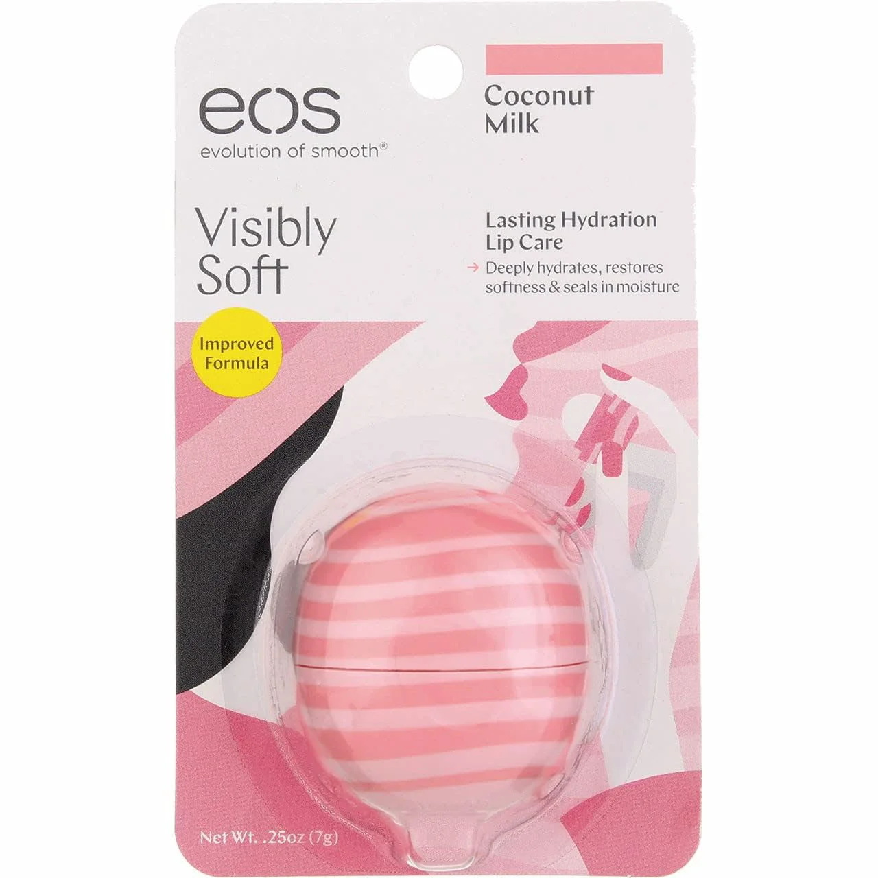 Organic eos Super Soft Shea Sphere Lip Balm – Coconut Milk Deep Hydration Moisture-Sealing Sustainably-Sourced Ingredients 0.25 oz Clean