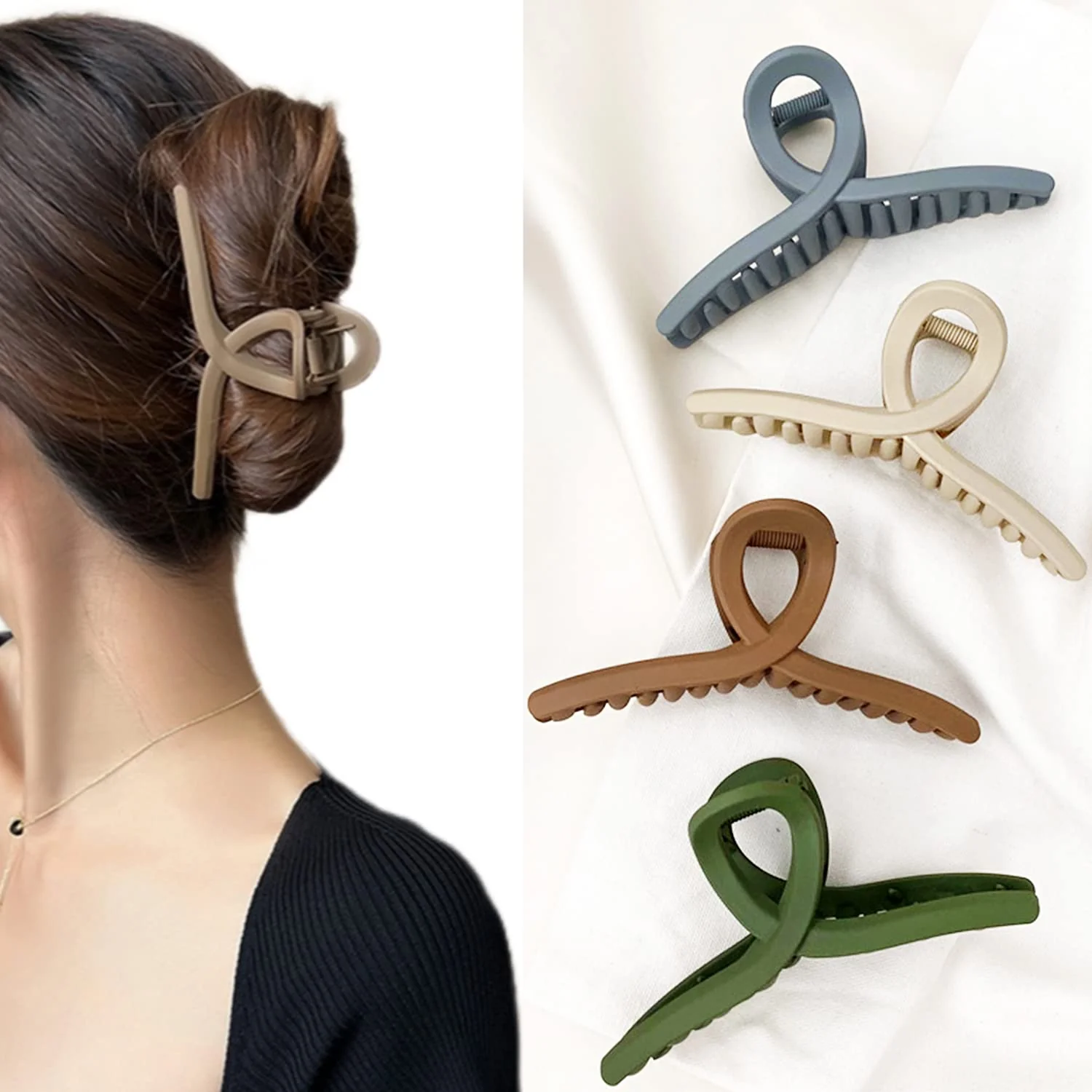 Prestigious Hair Claw Clips No Slip Medium Matte 4.3 Inch Jaw Butterfly Clip for Long Thin Fine Thick Hair Women and Girls 4 Packs Top-Quality