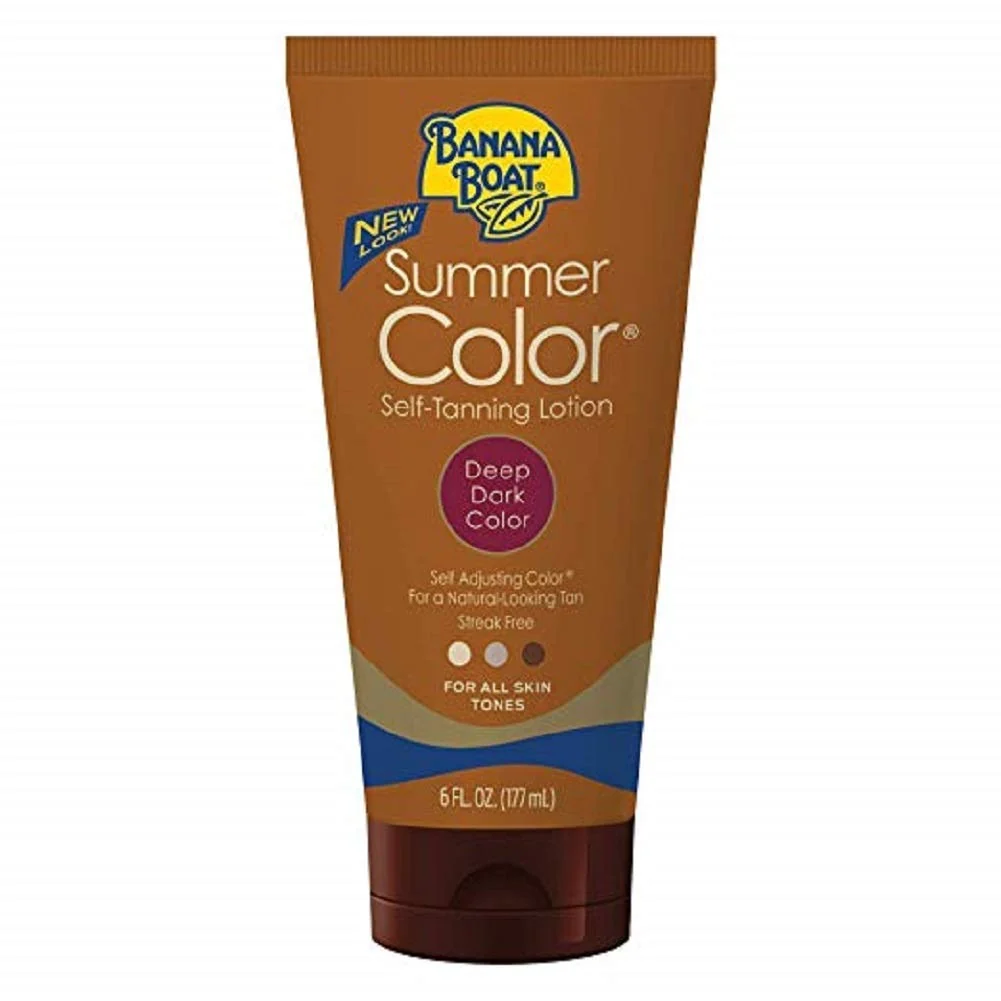 Enhanced Banana Boat Summer Color Self Tanning Lotion 6oz – Sunless Tanner for All Skin Tones Deep Dark Gradual Tan Streak- Long-Lasting Glow Quality
