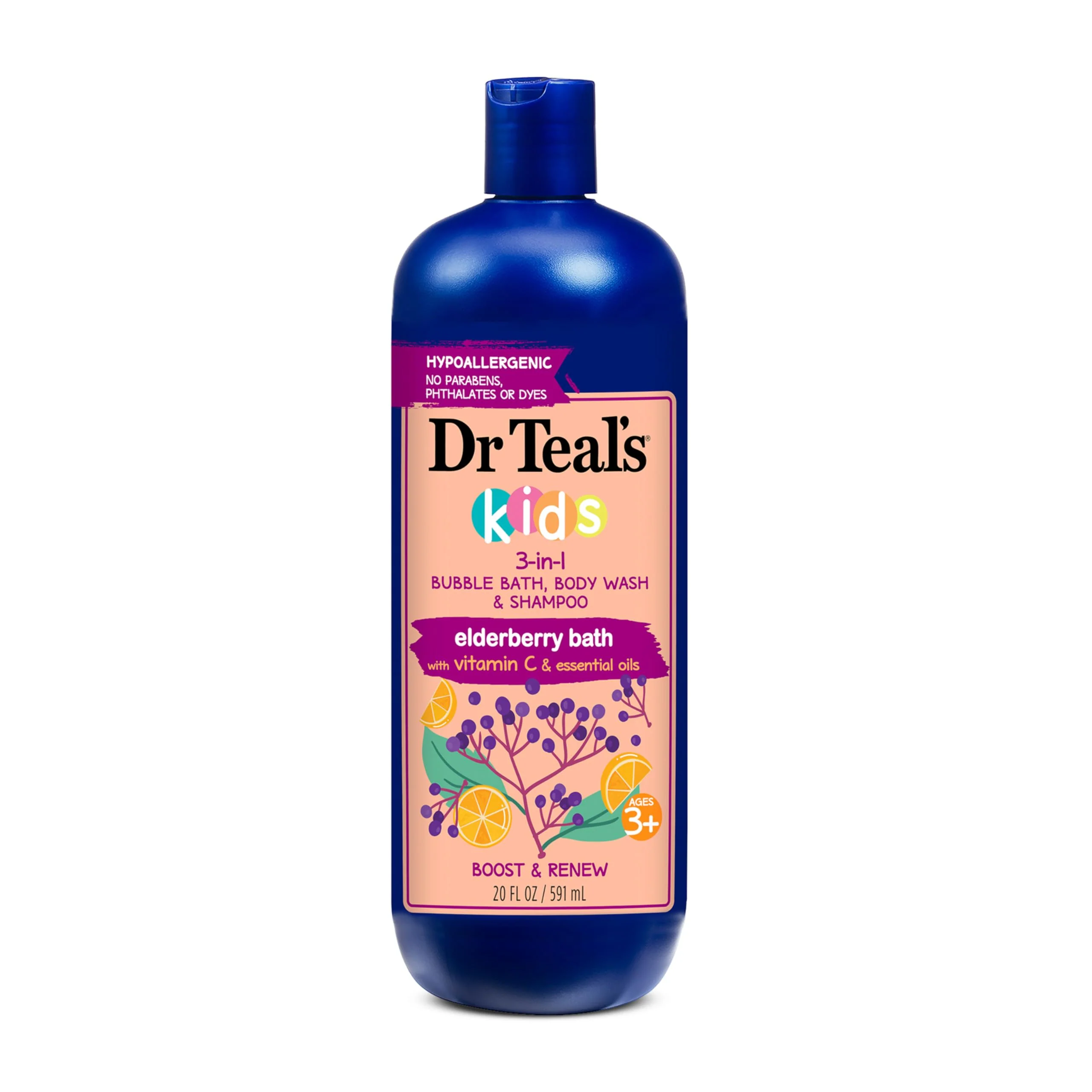 Effective Dr Teal's Kids 3-in-1 Elderberry Bath Bubble Bath Body Wash Shampoo 20 fl oz. Carefully Designed