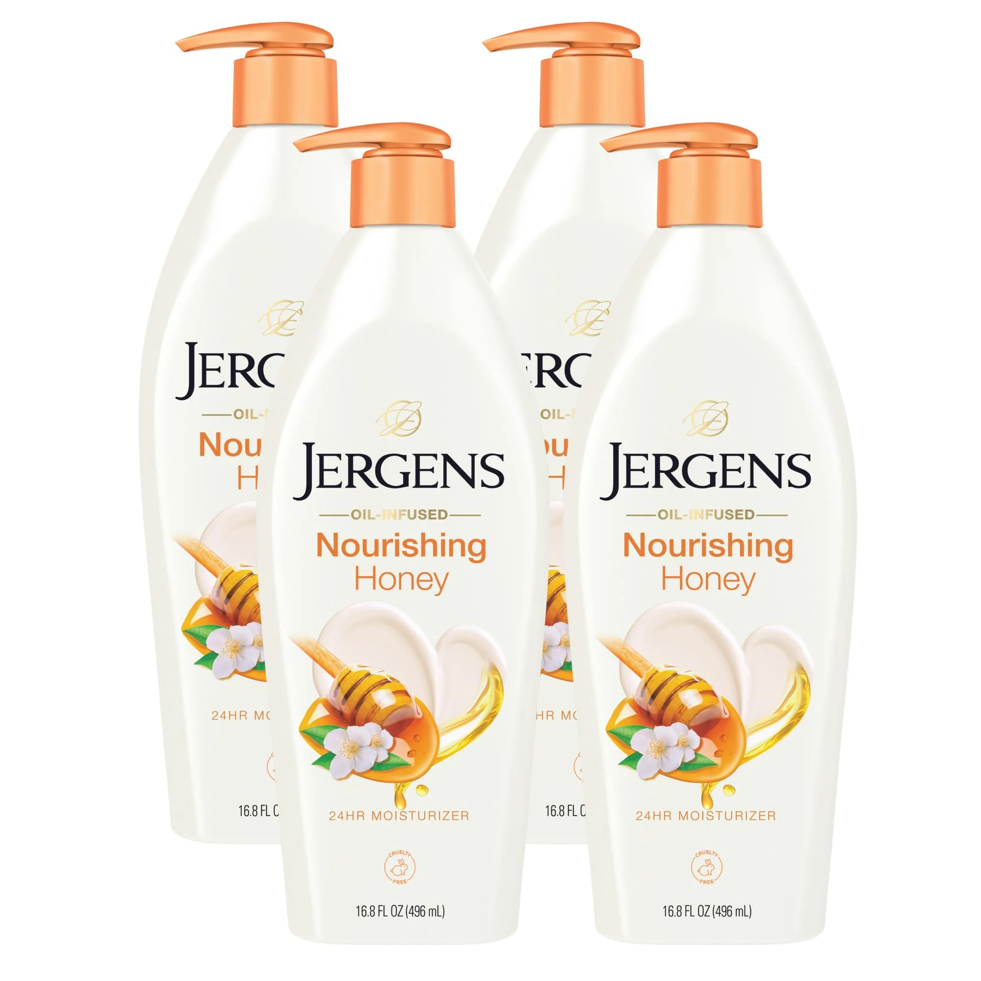Durable Jergens Nourishing Honey Dry Skin Moisturizer with Illuminating Hydralucence Blend Skin Nourishing Formula Dermatologist Tested 16.8 Oz Pack of 4 Natural