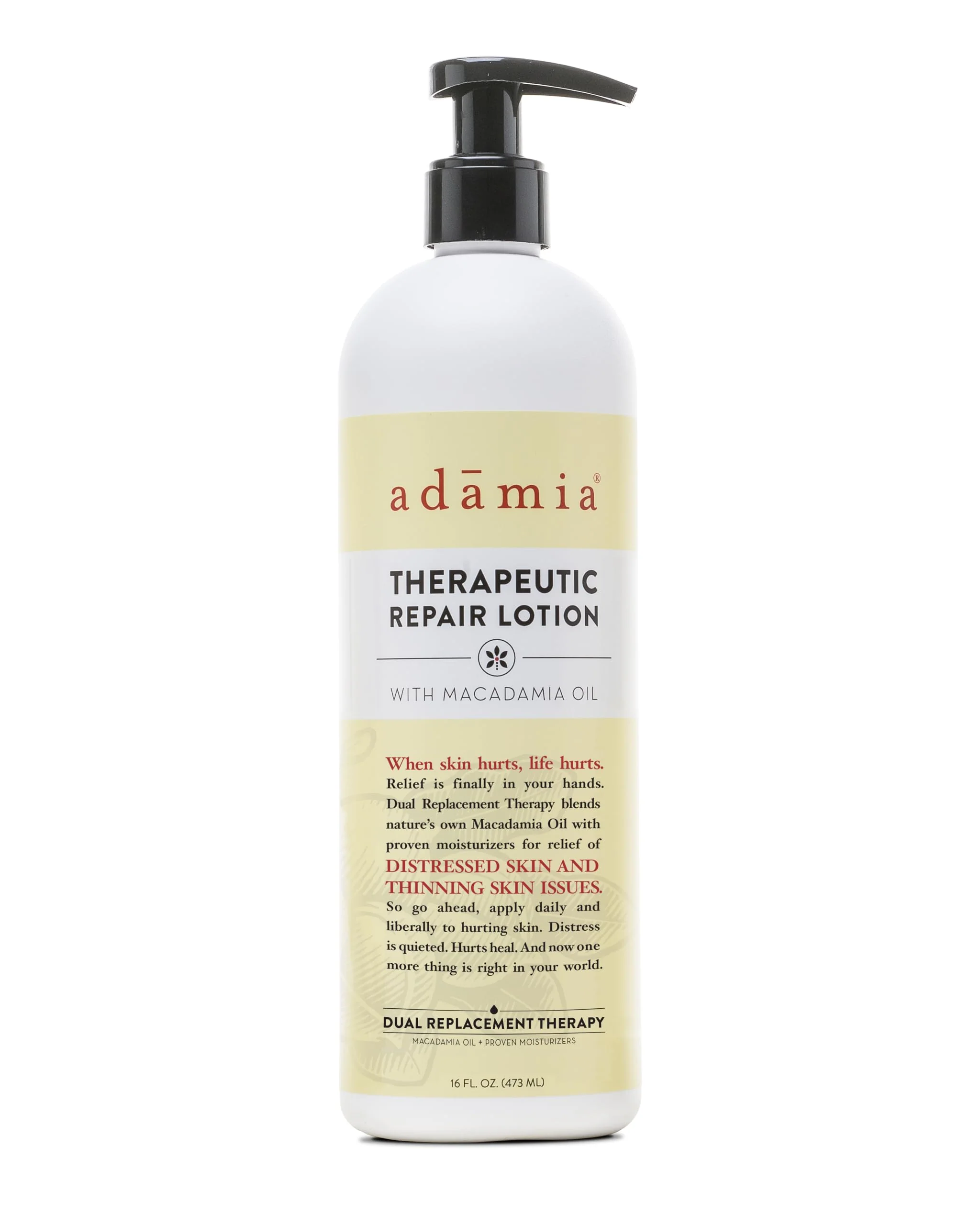 Original Adamia Therapeutic Repair Lotion with Macadamia Nut Oil and Promega-7 16 Fl Oz Bottle- Fragrance Paraben Non GMO White Verified