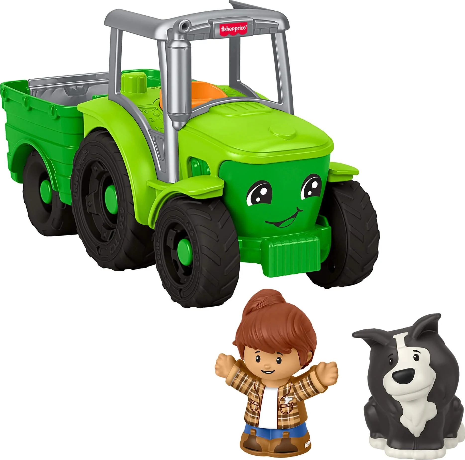 Recyclable Fisher-Price Little People Toddler Toy Push Play Tractor Push-Along Musical Farm Vehicle with 2 Figures for Pretend Play Kids Ages 1 Years Selected