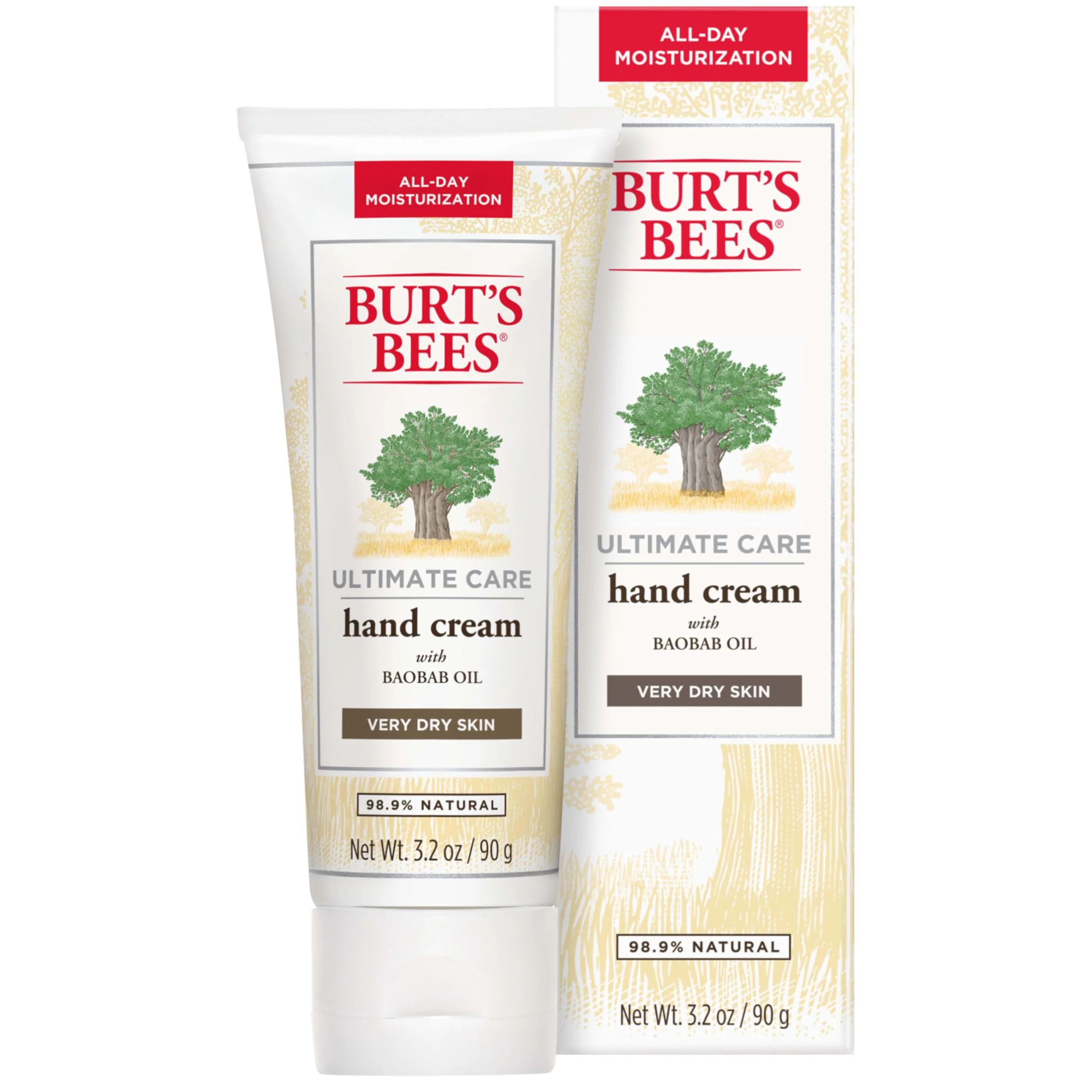 Expertly Made Burt's Bees Hand Cream for Dry Skin Unscented Natural Lotion with Baobab Oil Care Moisturizer 3.2 oz High-End