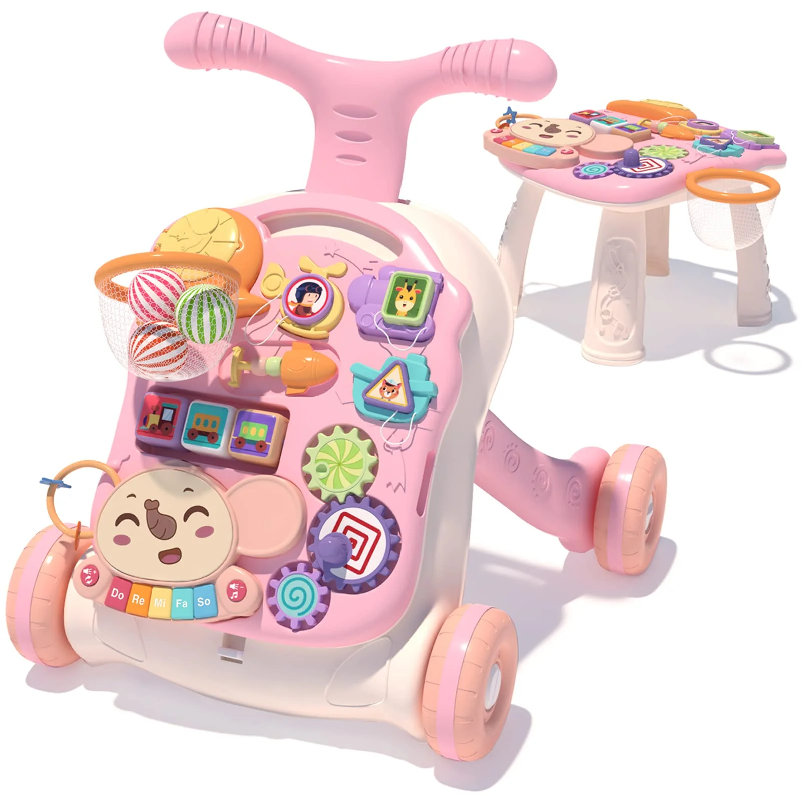 Consistent QDRAGON 3-in-1 Baby Walker Activity Center Sit-to-Stand Push Toy with Music Panel Learning to Walk Early Education 12 Months Clean