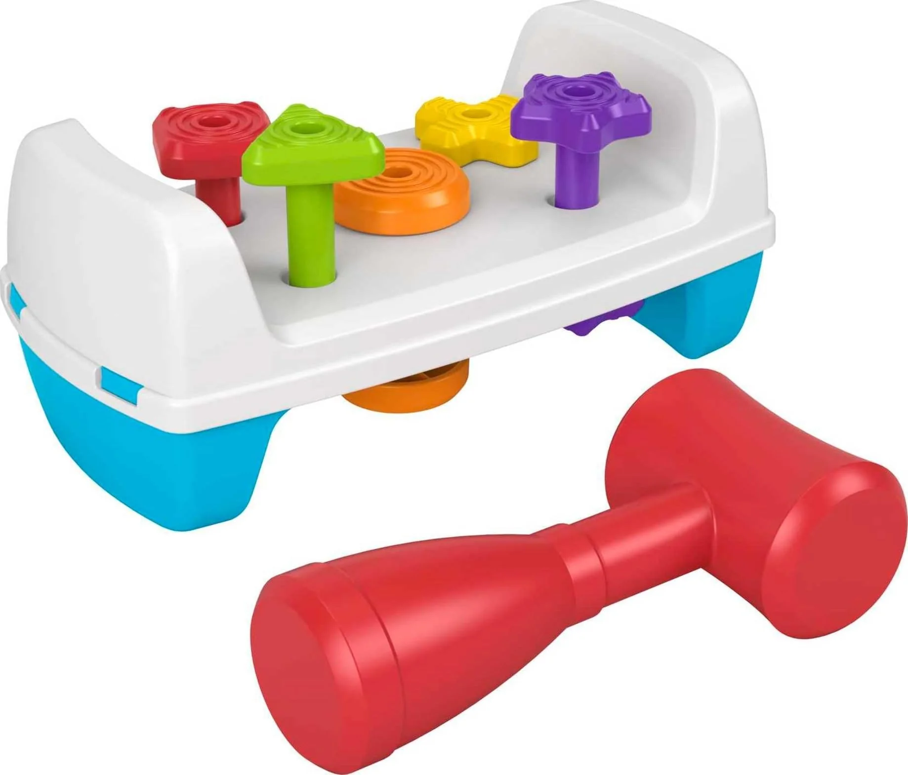 Pure Fisher-Price Toddler Toy Tap Turn Bench Pretend Tools 2-Sided Construction Set for Ages 1 Years Fast