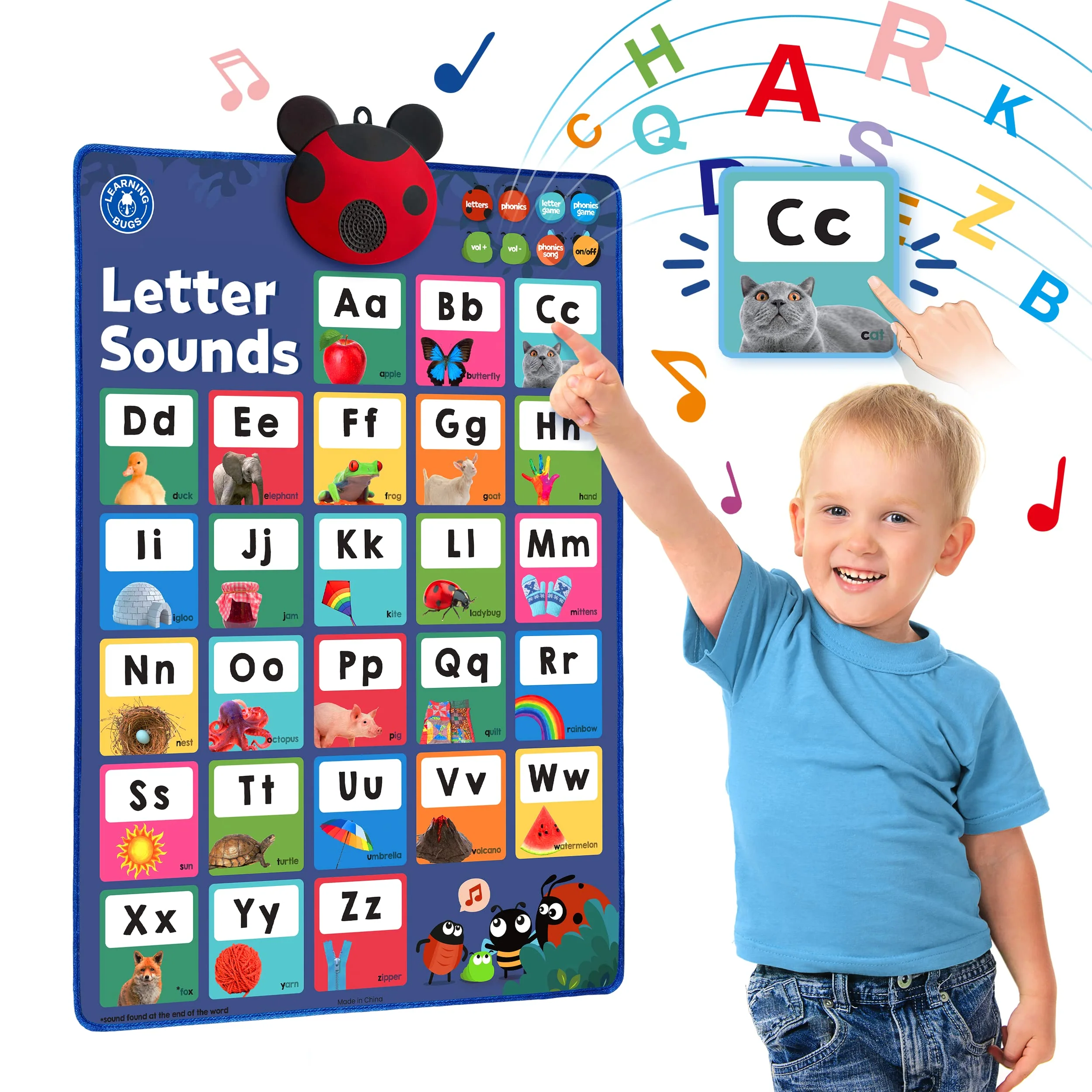 High-Quality LEARNING BUGS Press to Learn Phonics Interactive Letters and Sounds Talking Poster Preschool Kindergarten Learn to Read Ages 3 Next-Generation