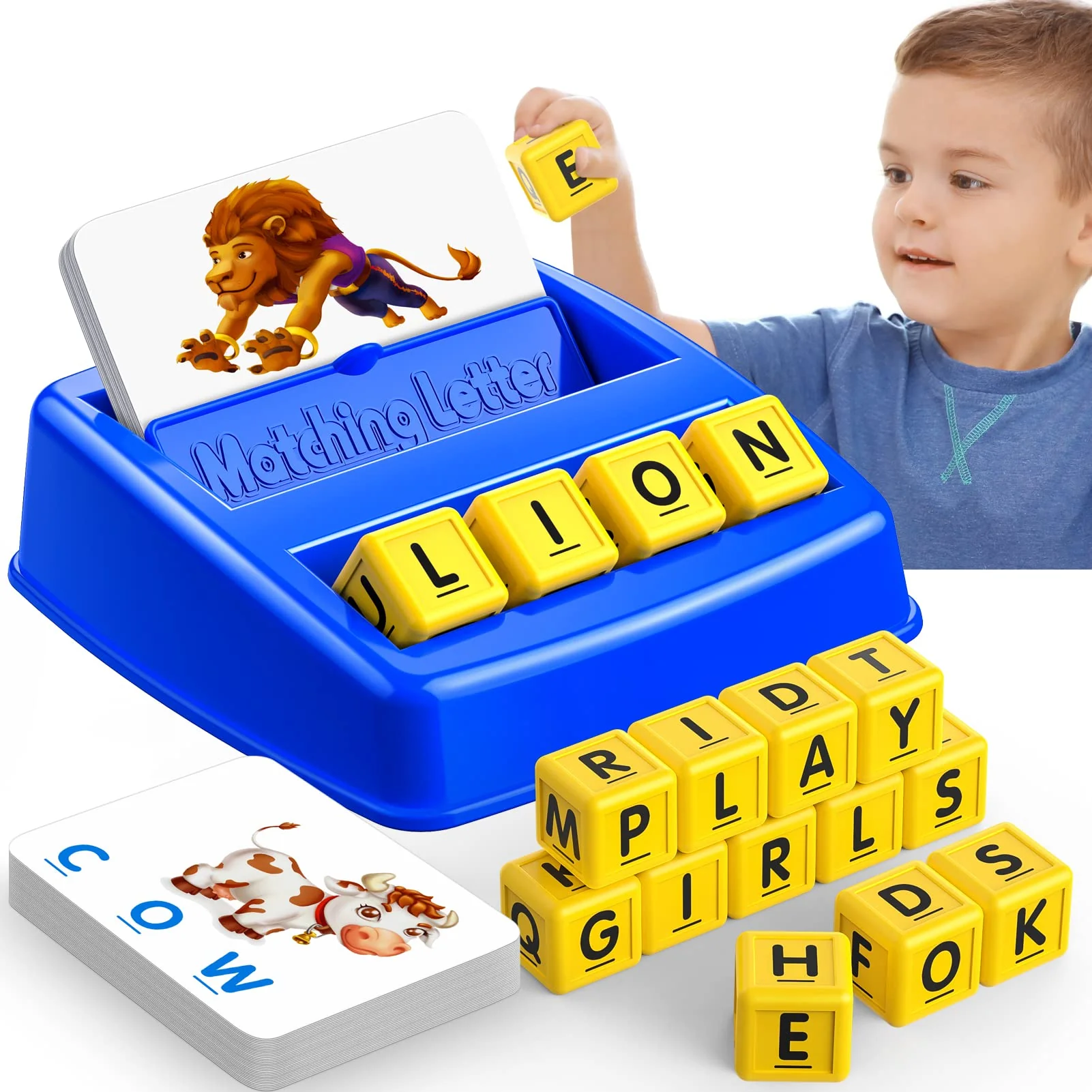 Genuine LIWIN LET S GO Matching Letter Game – Fun Learning Toy for Kids Ages 3–8 Educational Spelling Game Birthday Gift for Boys Girls Blue Selected