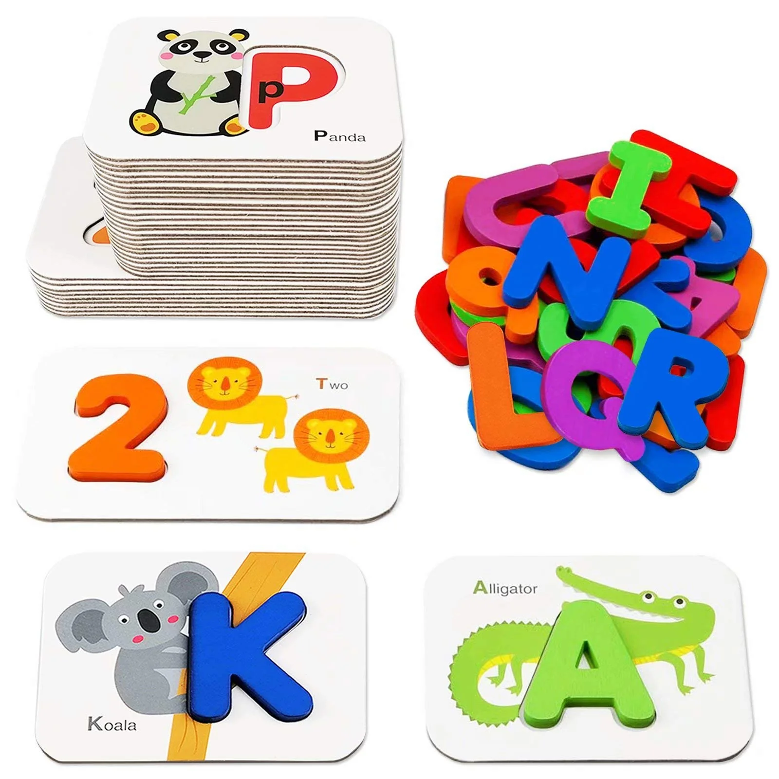 Healthy Gojmzo Alphabet Flash Cards – ABC Learning Toys with Wooden Letters Number Blocks Sight Words Matching Game for Toddlers Preschool Kids Ages 3 Top-Quality