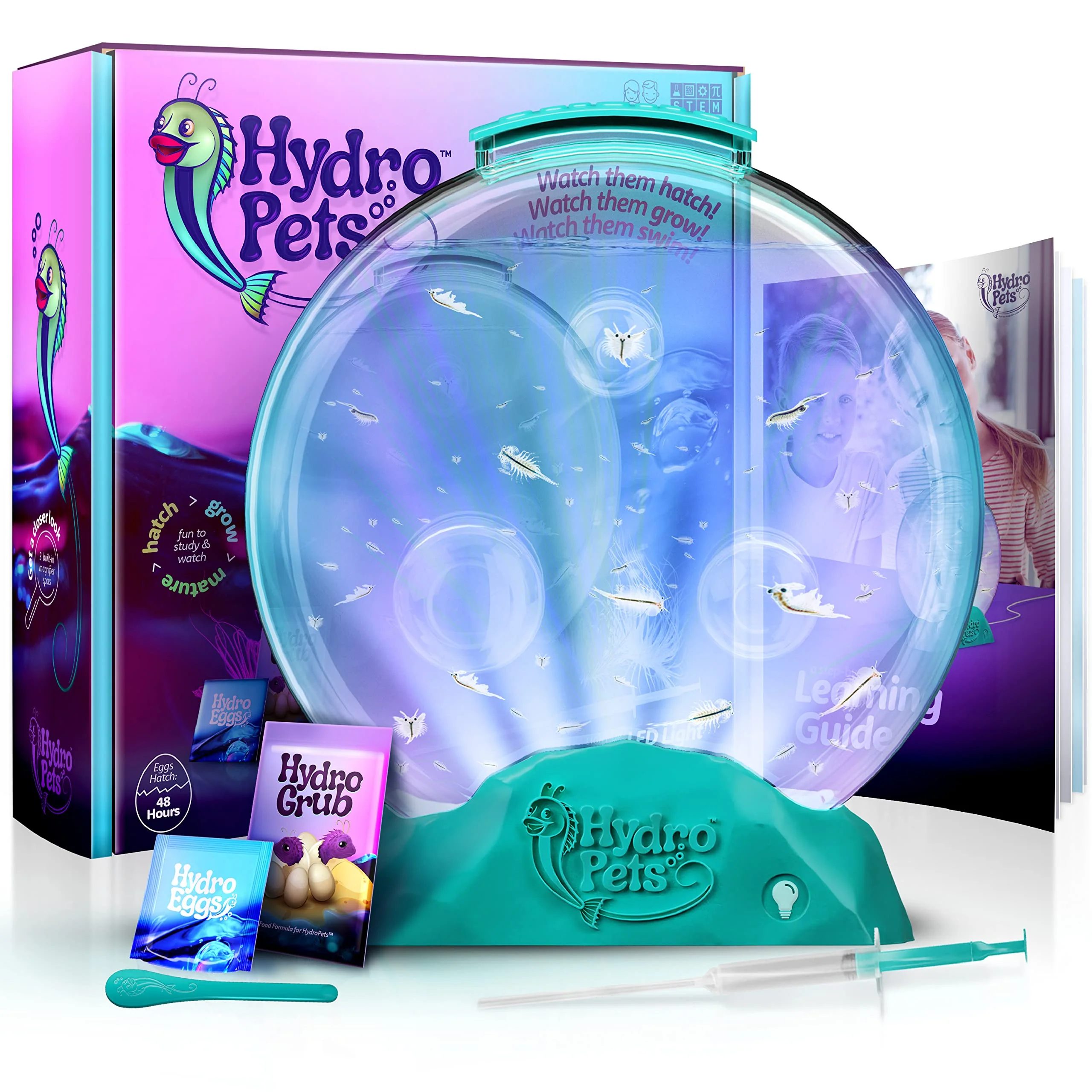Smart HydroPets Live Sea Pets Habitat Kit – Light-Up Tank STEM Science Toy for Kids Ages 6–12 Educational Hatch Grow Aquatic Kit Stylish