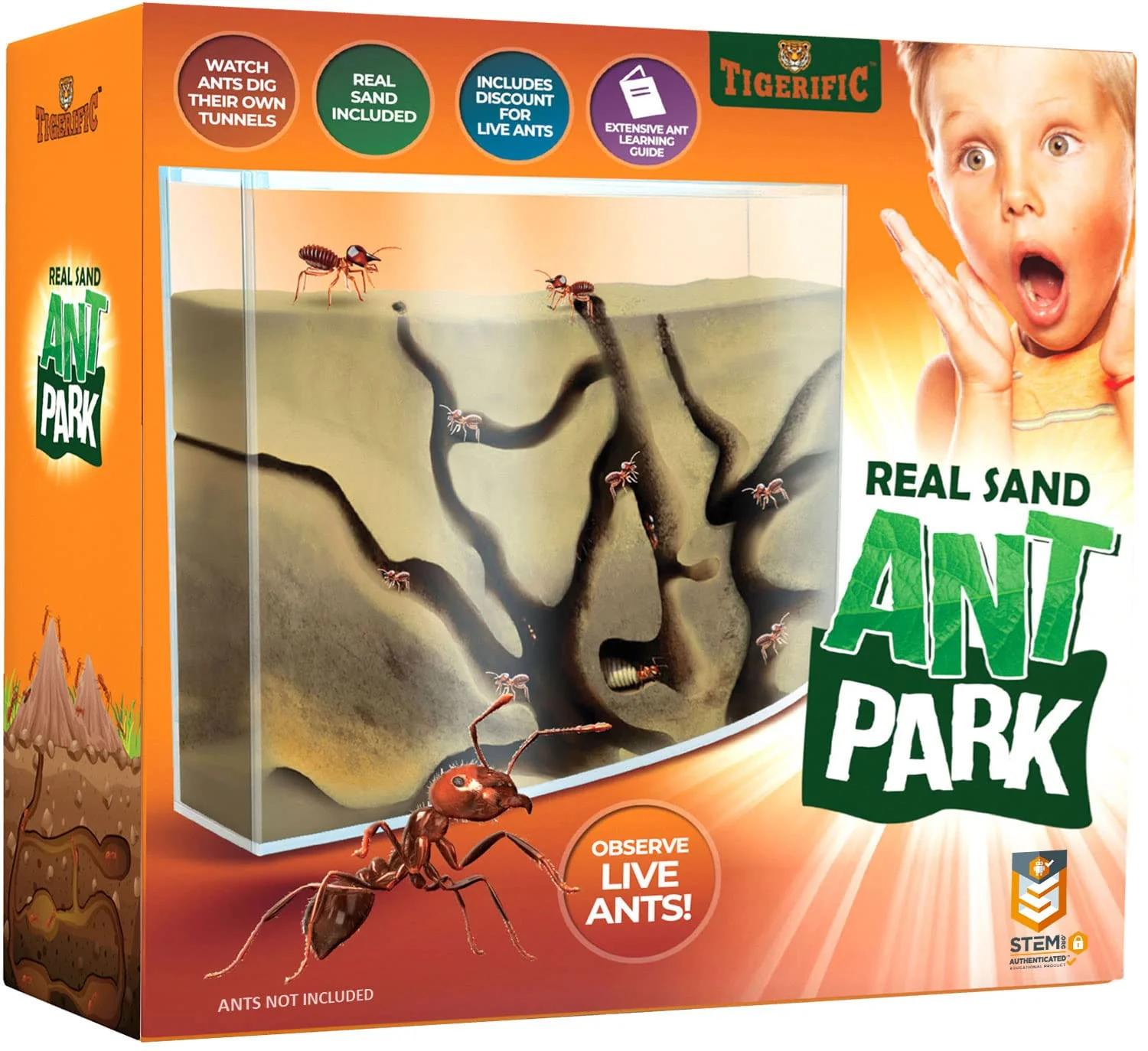 Original Tigerific Ant Farm – Live Ant Colony Kit with Sand Fun Science Habitat for Kids Watch Ants Dig Tunnels Carry Food Explore Quality
