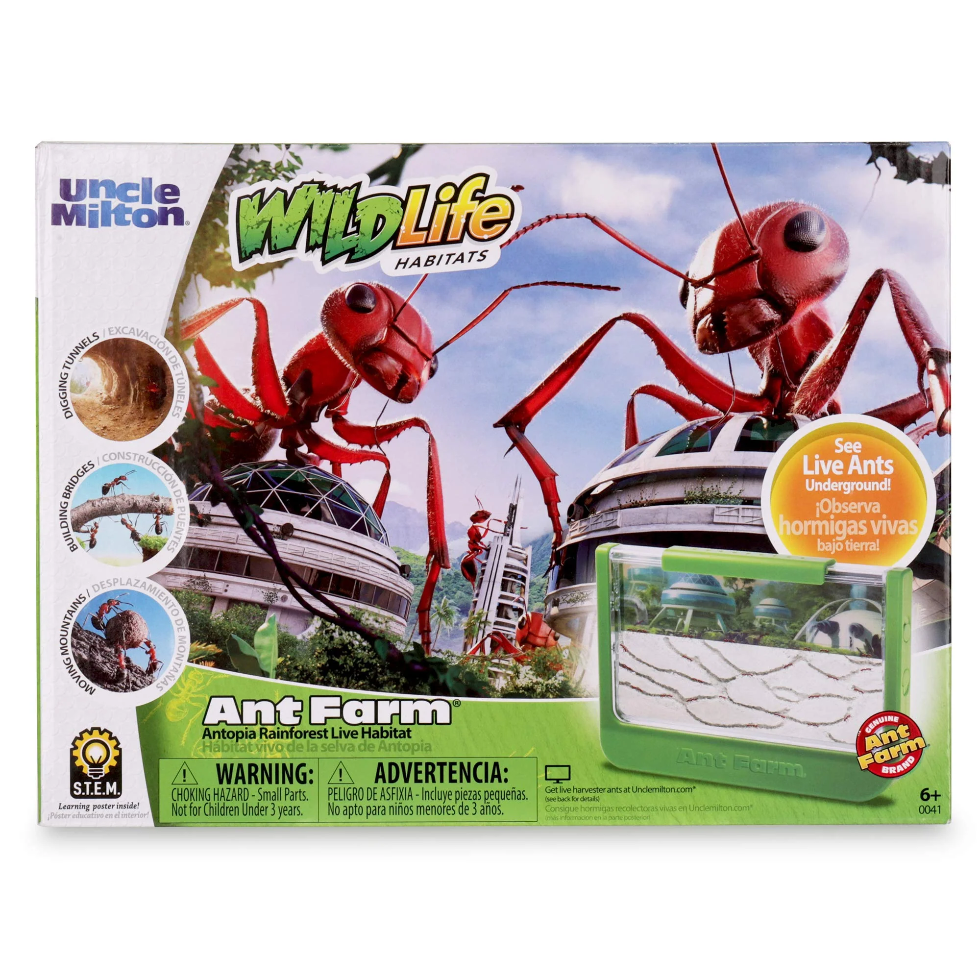 Official Uncle Milton Ant Farm Antopia Rainforest Ant Habitat - Observe Live Ants - STEM -Nature Learning Toy Green For 6 - 15 years