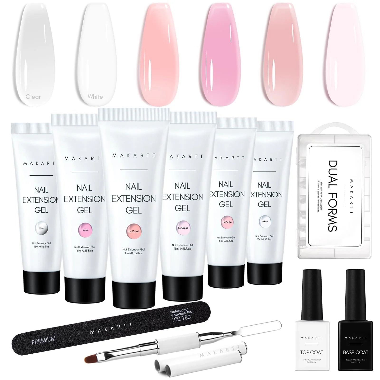 Safe Makartt Poly Nail Gel Kit – 6 Colors Clear Pink White Builder Extension Set Long-Lasting Hard Gel for Nail Strengthening French Manicure Specialty