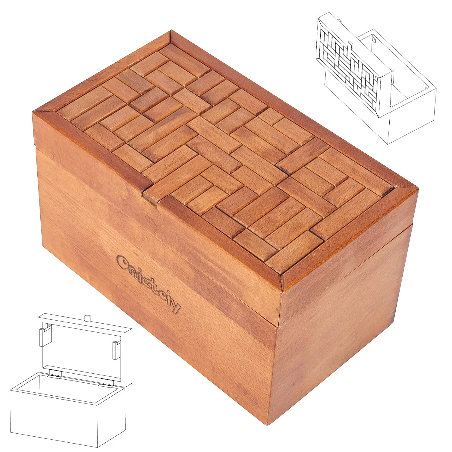 Environmentally Friendly Onietoiy 32-Step Wooden Secret Puzzle Box – Beech Wood Money Holder Handmade Brain Teaser ing Game Retro Compartment Gift for Kids Adults Reliable