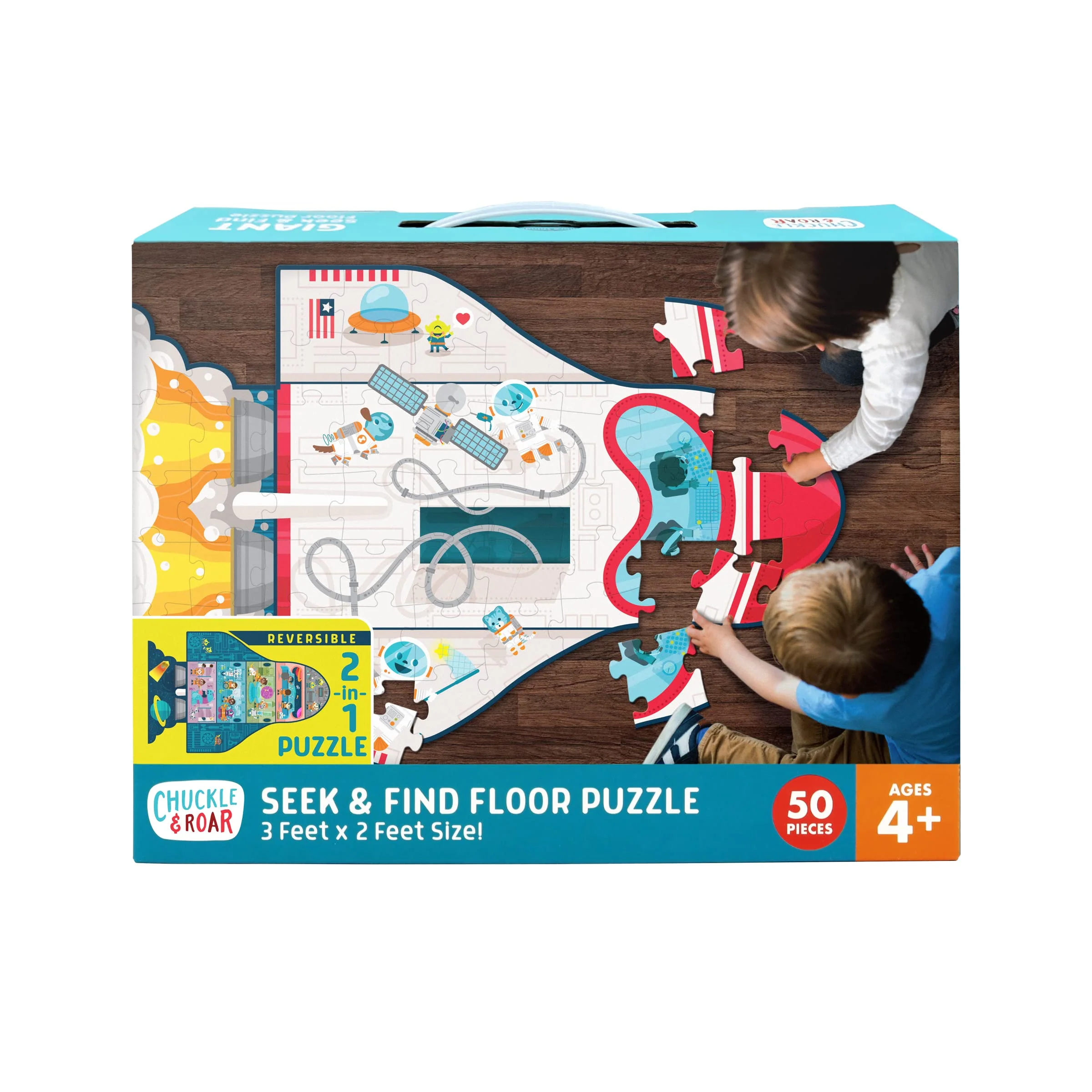 Luxury Chuckle Roar Educational 50 PC Floor Puzzle Spaceship Edition Recyclable