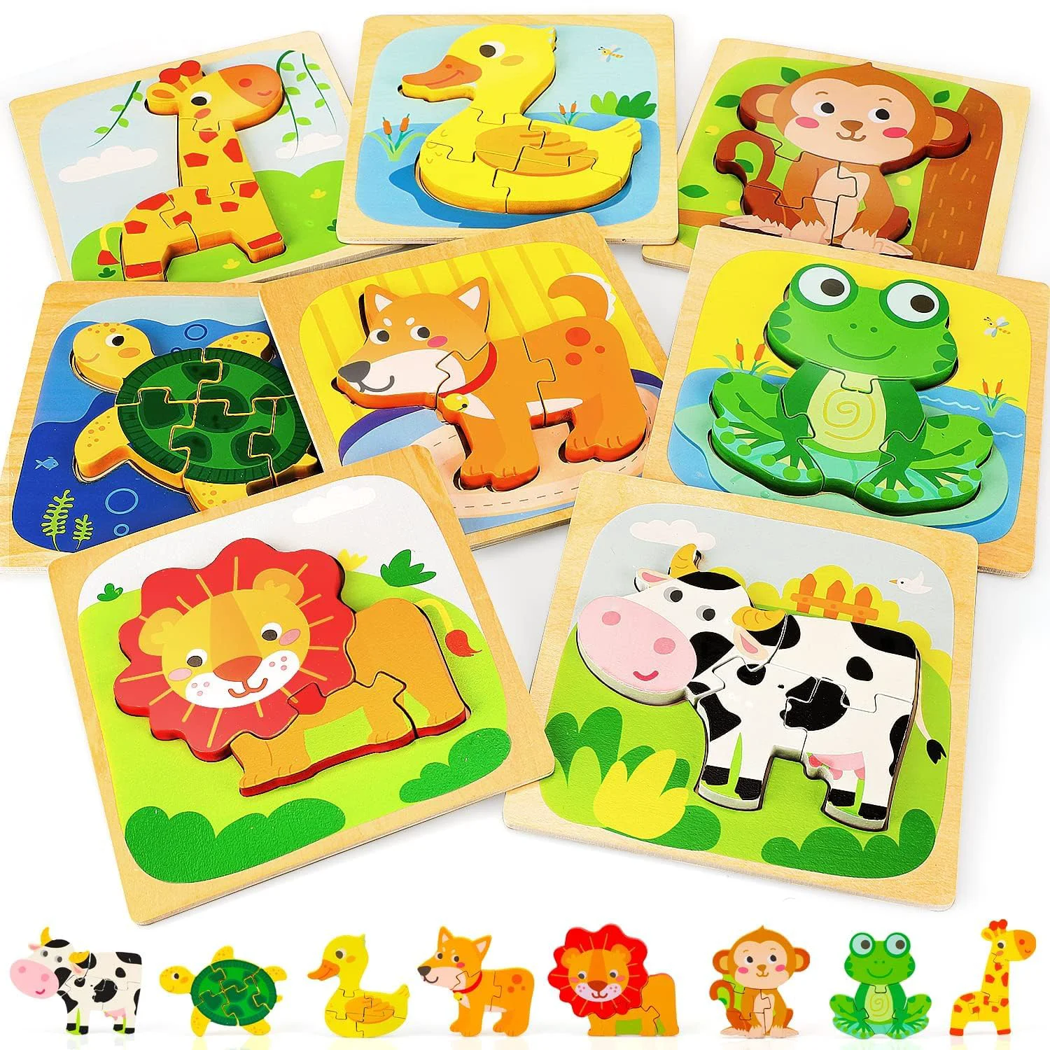 Long-Lasting TOY Life Wooden Puzzles for Toddlers 2-4 Montessori Toys for 1 2 3 Year Old Toddler Boys Girls Animals Jigsaw Puzzles Educational Learning Toy Kids Puzzle Gifts Toys for Baby Ages 1-3 2-4 Elite