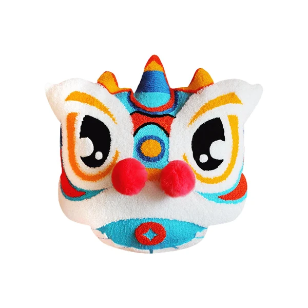 Enhanced Maxbell Lion Throw Pillow Case Chinese New Year Cushion Cover for Sofa Blue 43cmx43cm Traditional