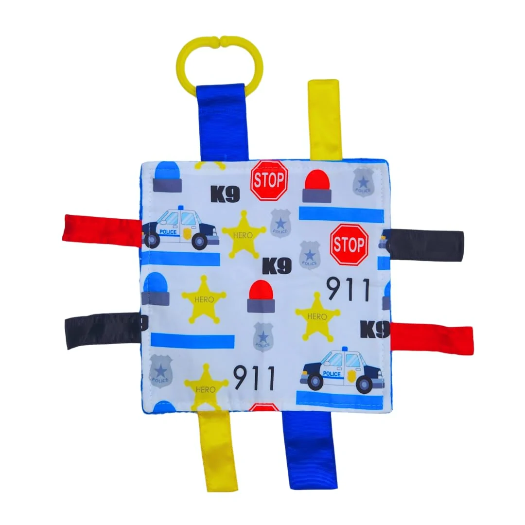 Trusted Baby Jack Co 8x8 Police Law Enforcement Office Blue Line Lovey Tag Toy - Crinkle Toy for Developing 5 Senses - Soother - Learn Shapes Colors -… Versatile