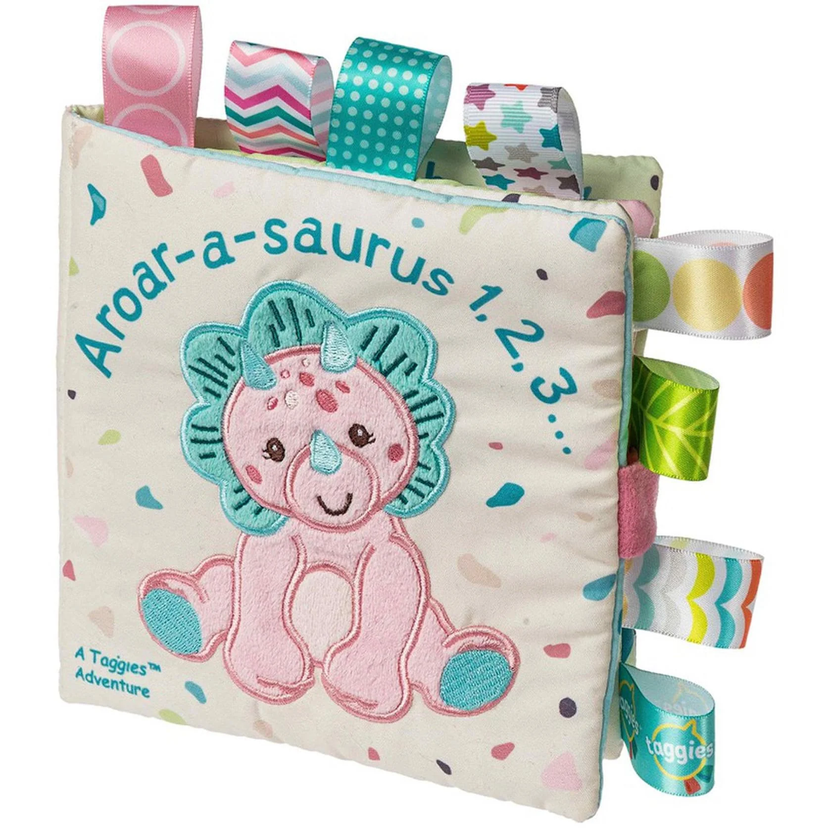 Durable Taggies Soft Cloth Book with Crinkle Paper Squeaker 6 x 6-Inches Aroar-a-Saurus Secure