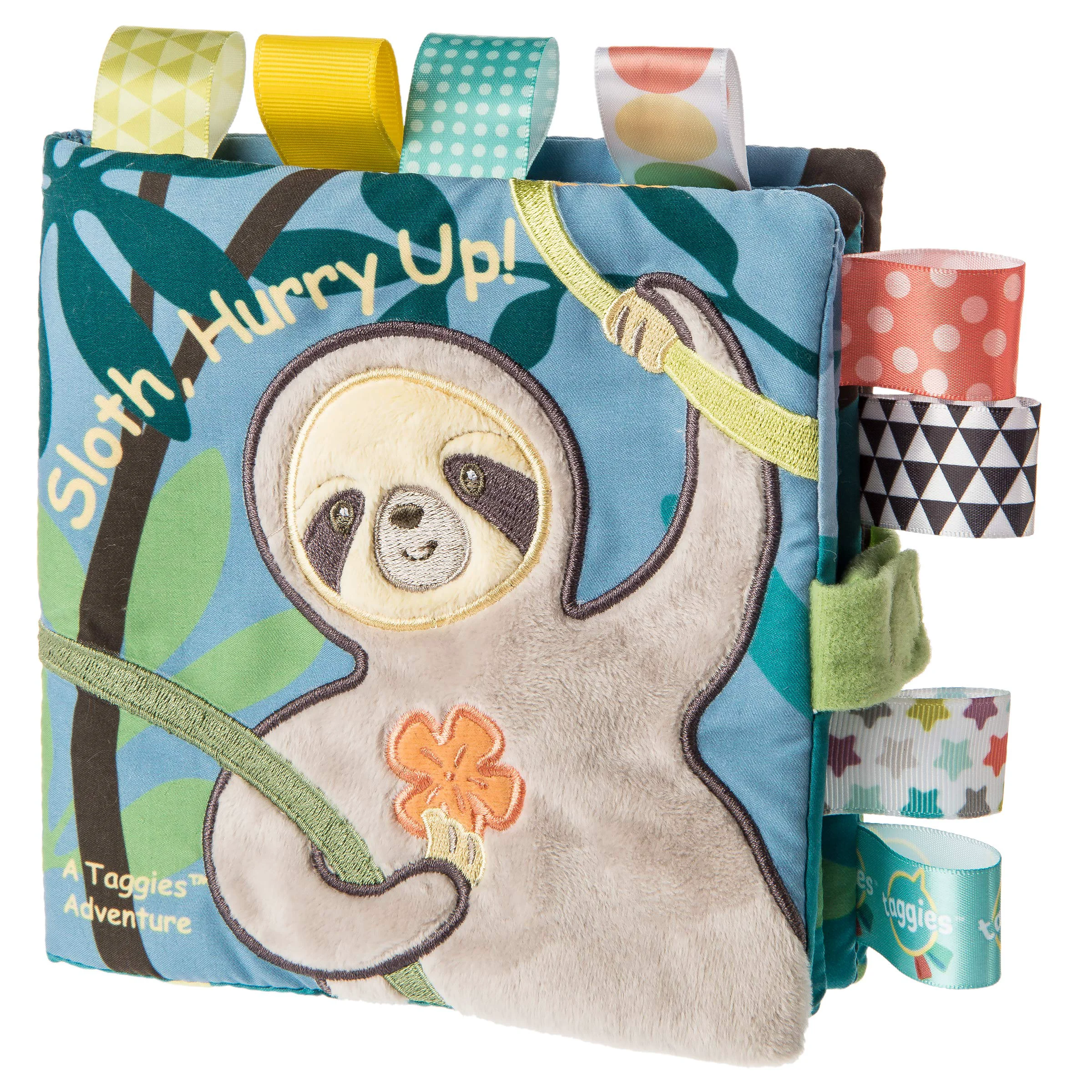 Elite Taggies Touch Feel Soft Cloth Book with Crinkle Paper Squeaker Molasses Sloth Smooth