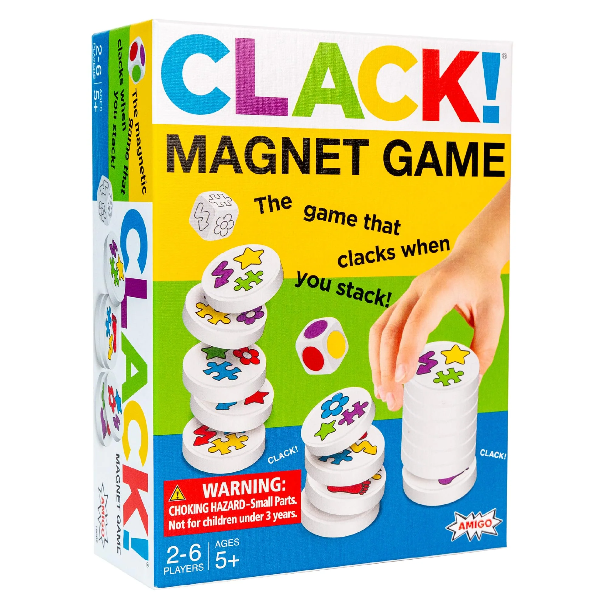 Carefully Designed AMIGO Games Clack Categories - Exciting Kids Magnetic Stacking Game for 2-8 players Ages 7 Fun Educational Fast-Paced Family Game Stylish