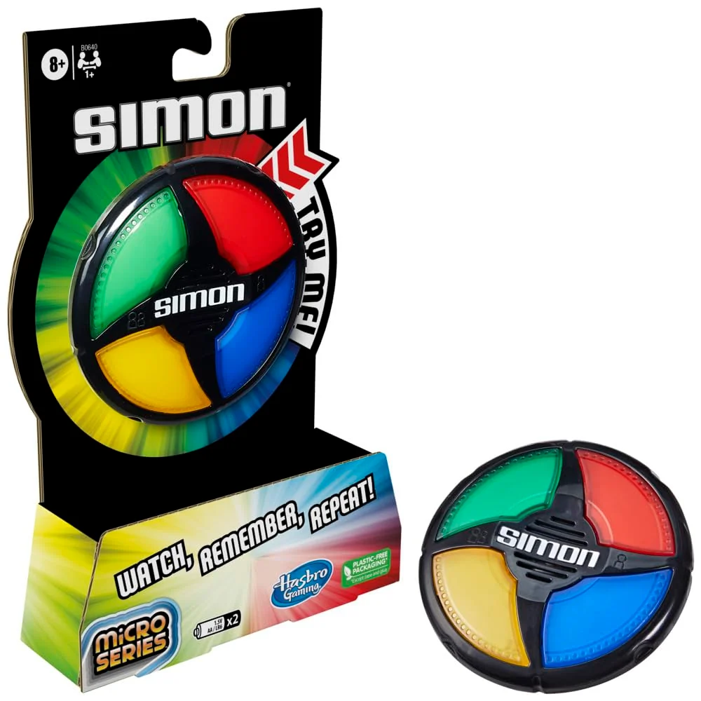 Selected Hasbro Gaming Simon Micro Series Electronic Game for 1 or More Players Classic Simon Gameplay in a Compact Size Fun Party Game for Kids Ages 8 Long-Lasting