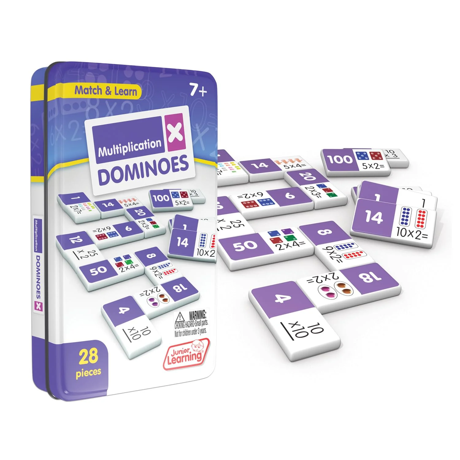 Sustainable Junior Learning Multiplication Dominoes Game Set 28 Pieces Ages 7-9 Math Skills Grade 2-3 Outstanding