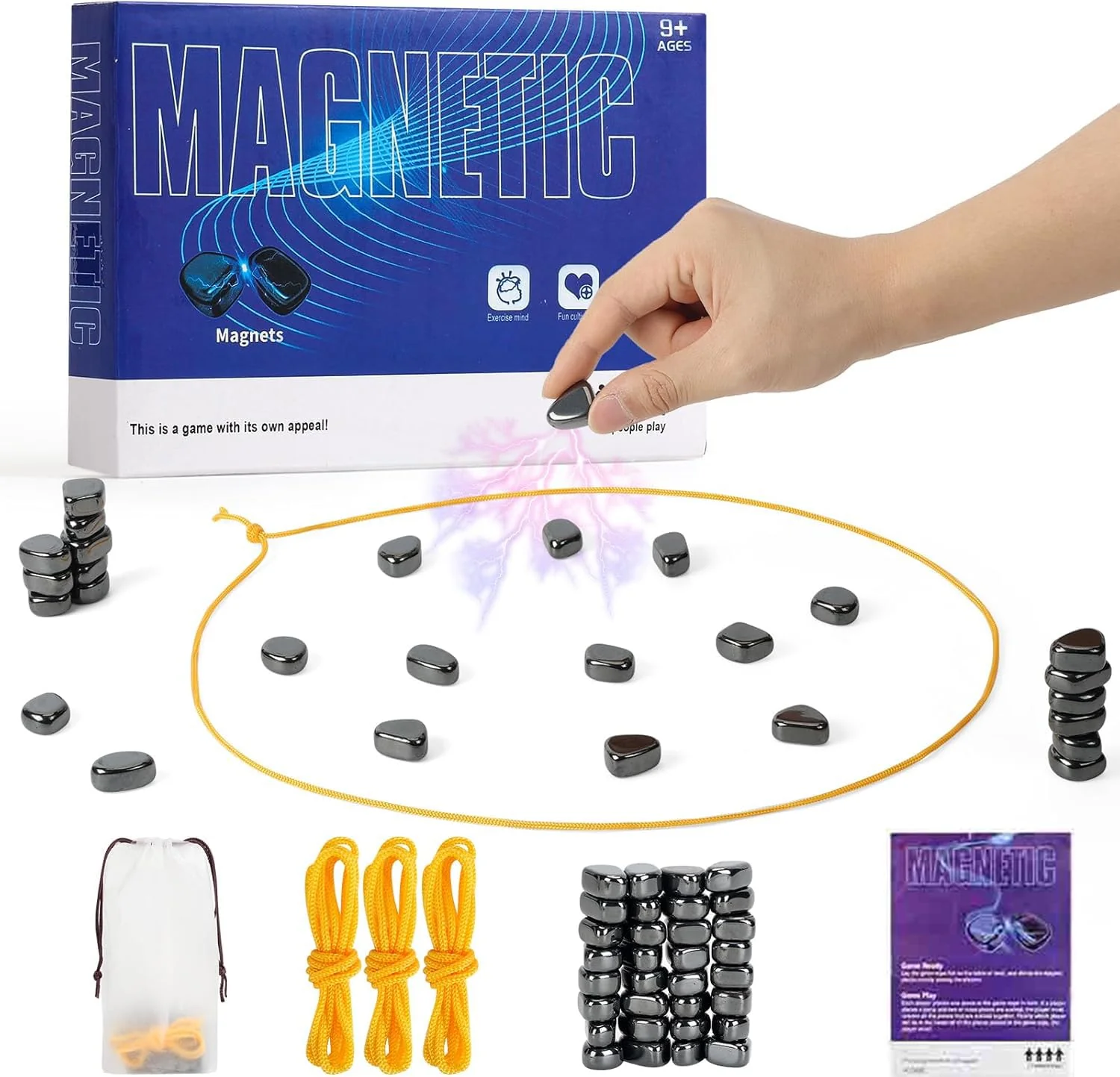 Advanced Magnetic Chess Set with 32 Travel-Stones 3 String Portable Storage Bag Strategy Board Game for Family Game Night Indoor Outdoor Use for Kids… Unique