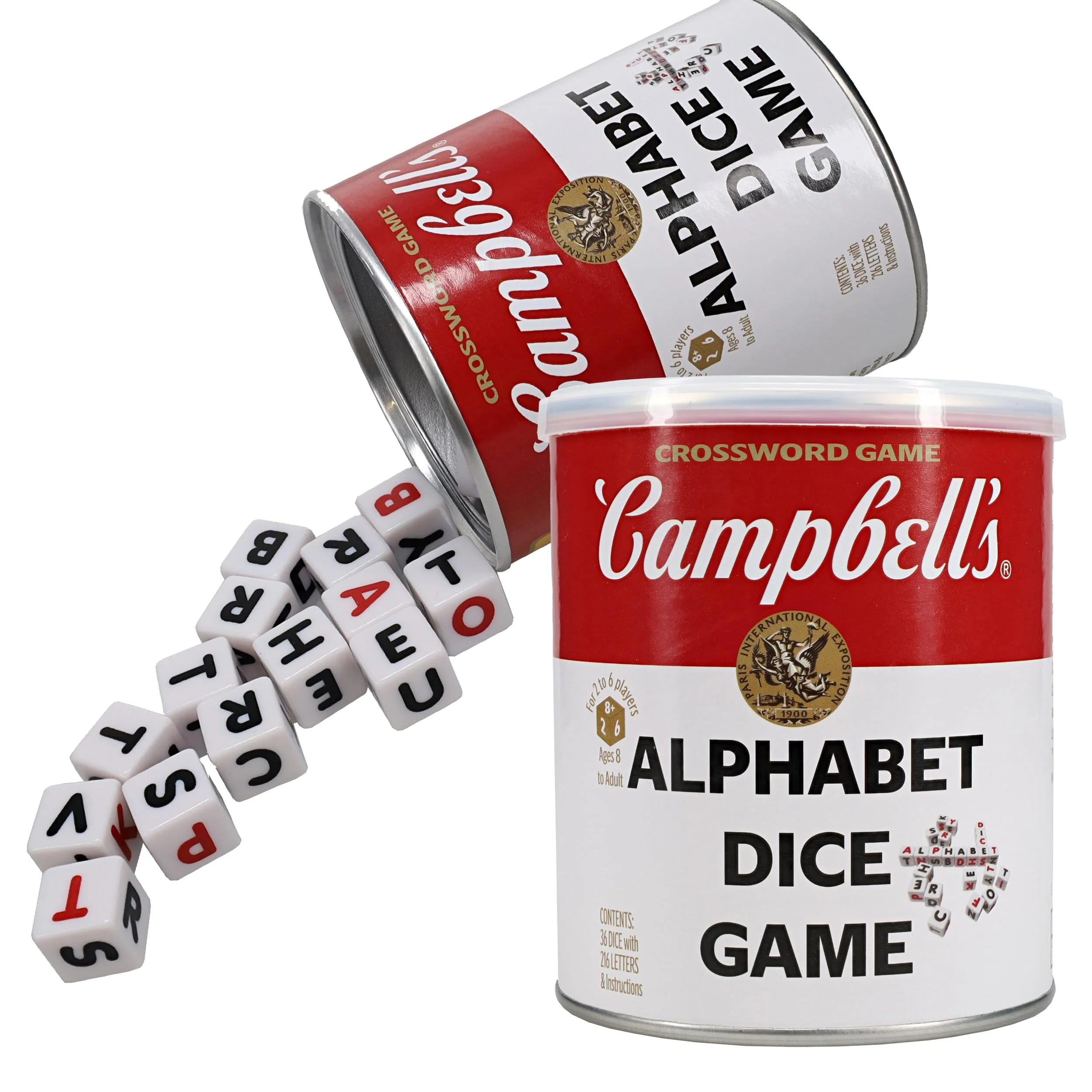 Specialty TDC Games Campbell's Alphabet Dice Game Great for Party Favors for Travel Camping Family Game Night Yard Games for Adults and Family Advanced