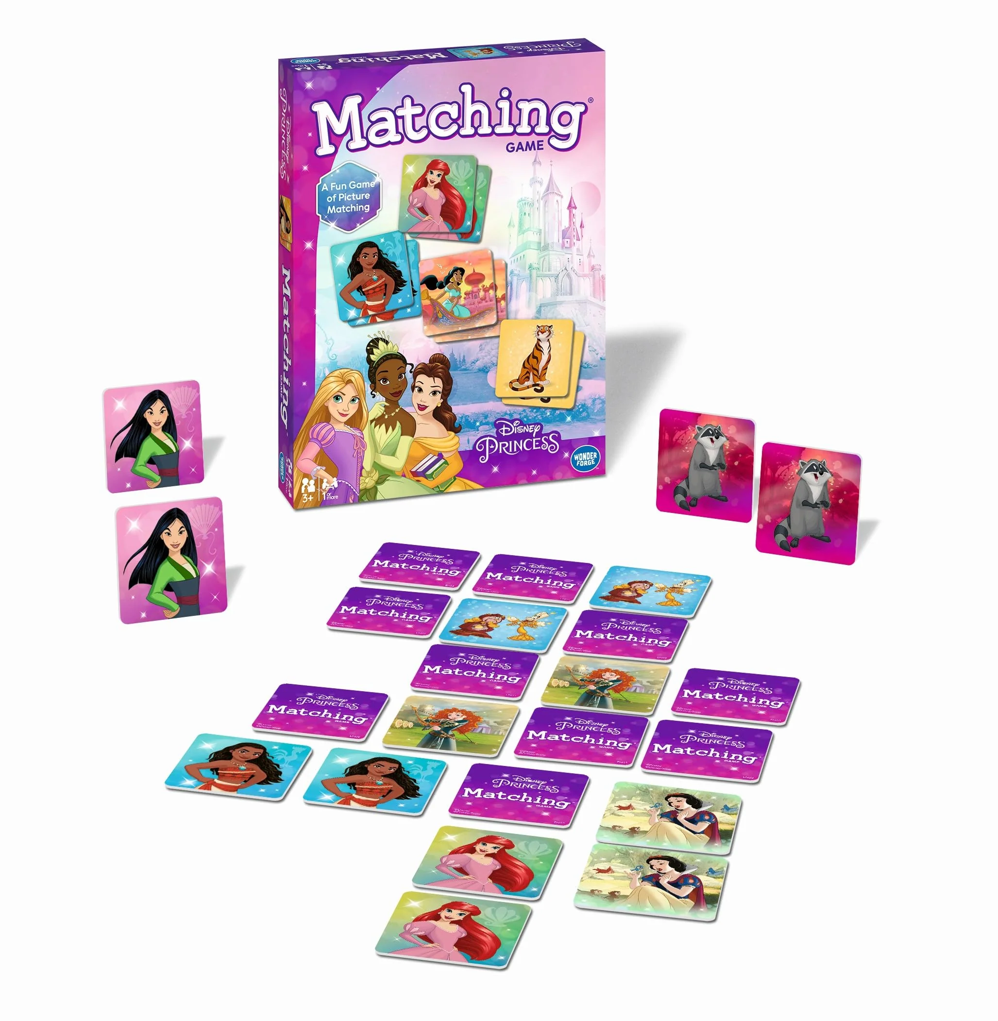 Soft Wonder Forge Disney Princess Matching Game - Fun Memory Game for Kids Ages 3 and Up - Toddler Learning Toy Featuring Belle Ariel and Elsa and more… Carefully Designed