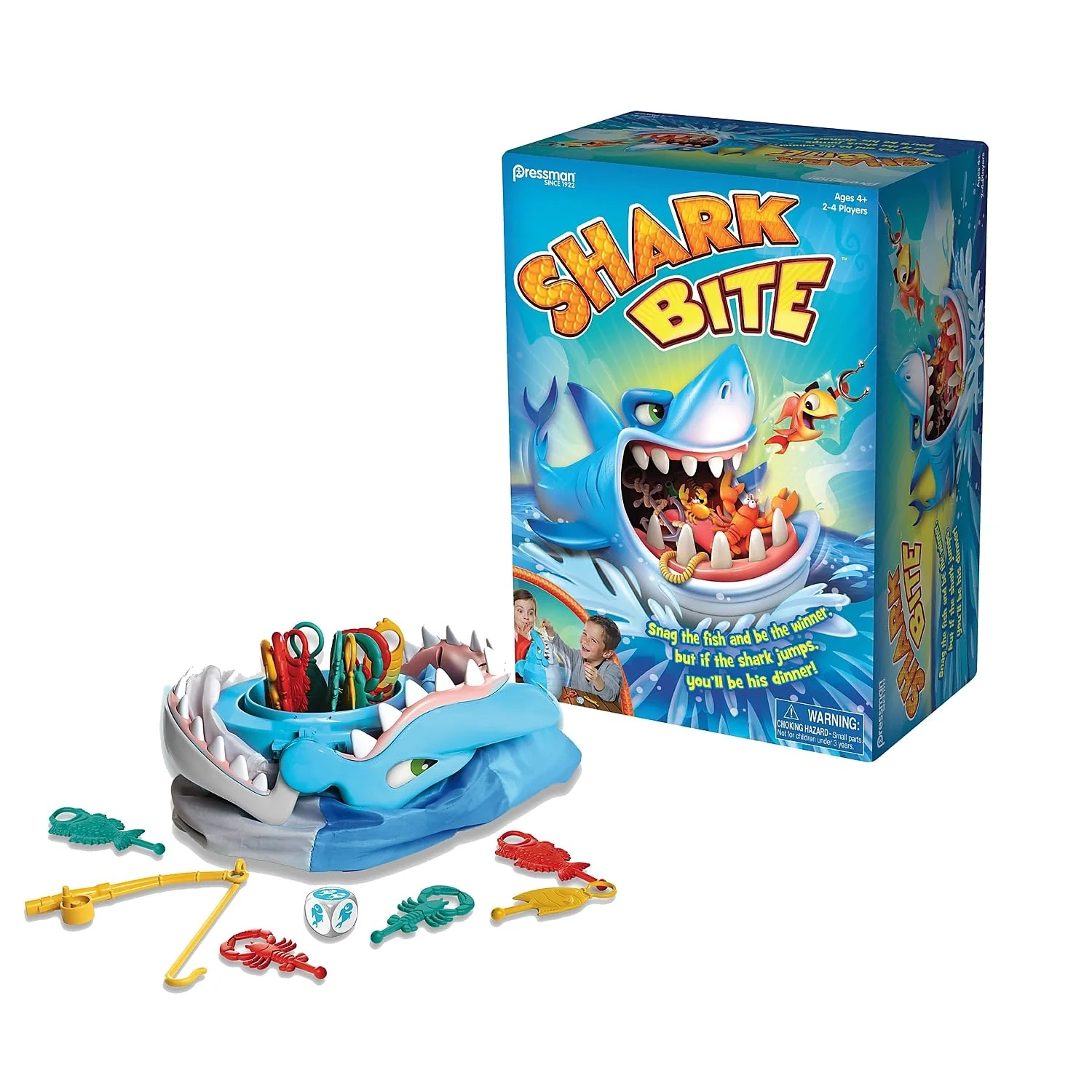 High-Performance Shark Bite -- Roll the Die and Fish for Colorful Sea Creatures Before the Shark Bites Game by Pressman Blue Sky 5 Natural