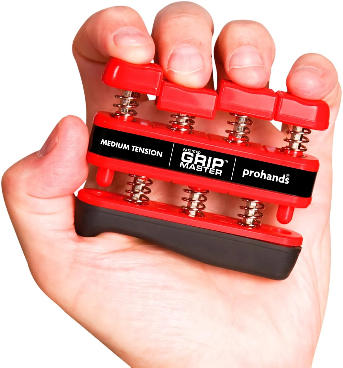 Minimalist Prohands Gripmaster Hand Exerciser Finger Exerciser Hand Grip Strengthener Spring-Loaded Finger-Piston System Isolate and Exercise Each Finger … Solid