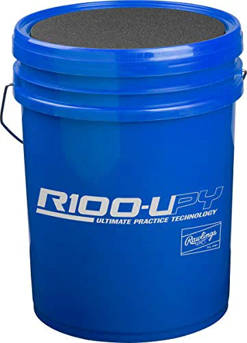 Enhanced Rawlings PRACTICE TECHNOLOGY Baseballs R100-UPY Youth 14U 6 Gallon Bucket 30 Count Powerful