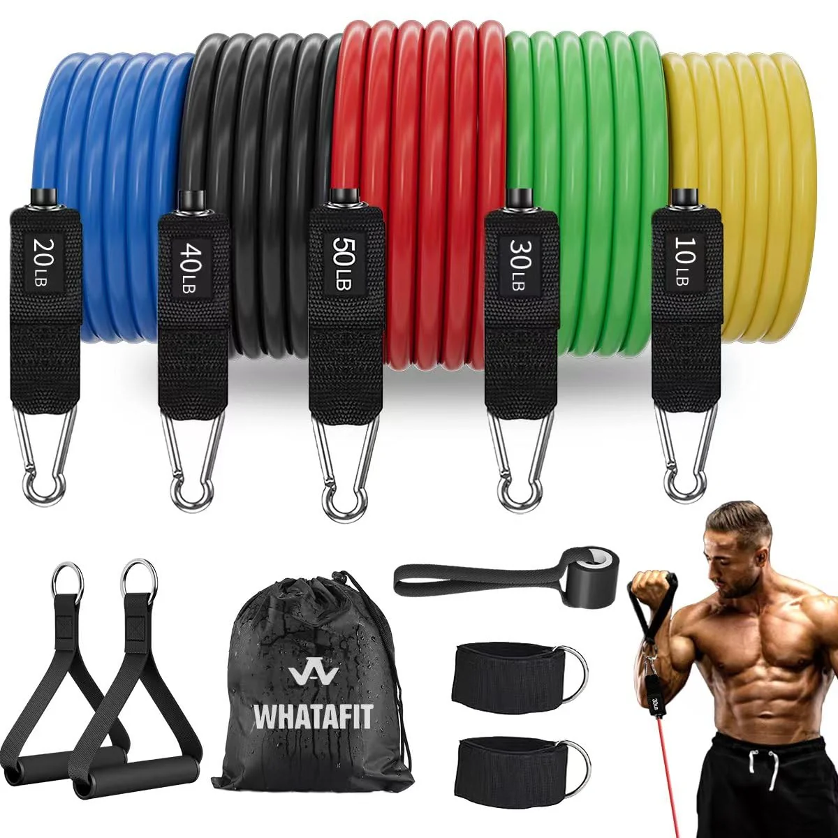 Premium Material WHATAFIT Resistance Bands Exercise Bands，Resistance Bands for Working Out Work Out Bands with Handles for Men and Women Fitness Strength Training… Carefully Designed