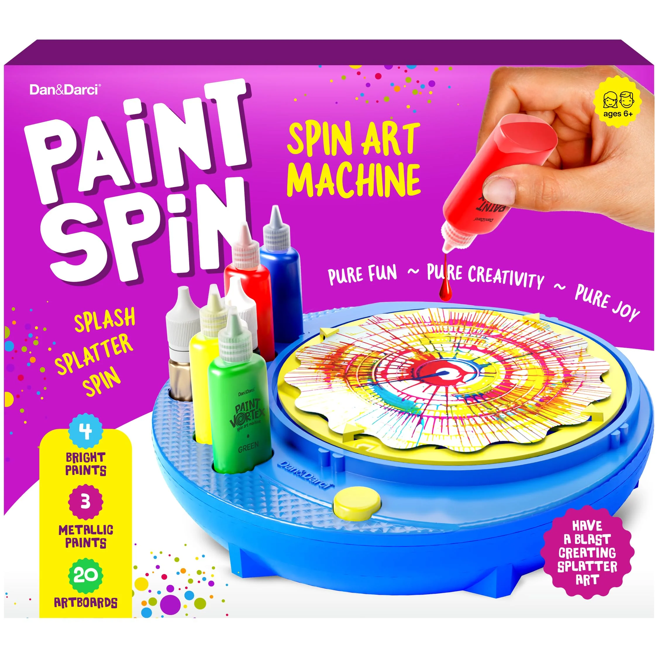 Premium Material Dan Darci Paint Spin Art Machine Kit for Kids - Arts Crafts for Boys Girls Ages - Art Craft Set Gifts for 6-9 Year Old Boy Girl - Painting Breathable