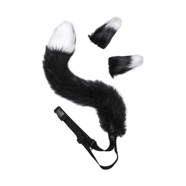 Contemporary Maxbell Fox Ears and Tail Set for Unisex Kids Plush for Performance Fancy Dress Black Organic